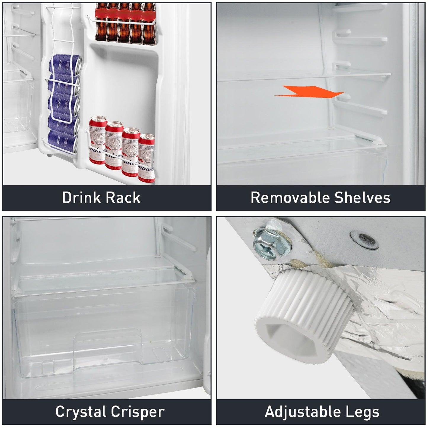 Luckyermore 3.2 Cu.Ft. Small Fridge with Freezer Compact Refrigerator with Adjustable Legs, White