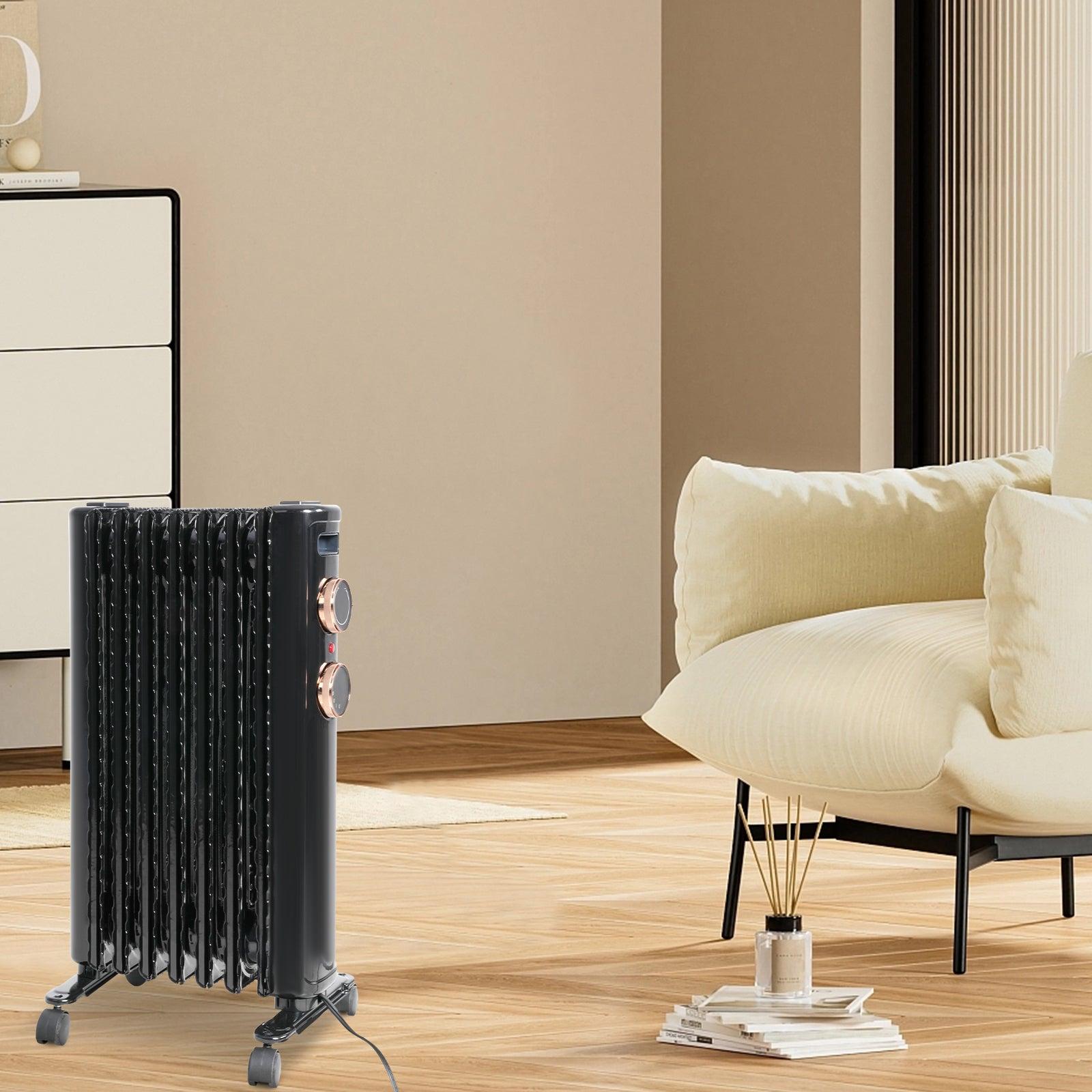 1500W Oil Filled Radiator Heater with 3 Heating Modes Portable Electric Space Heater, Black