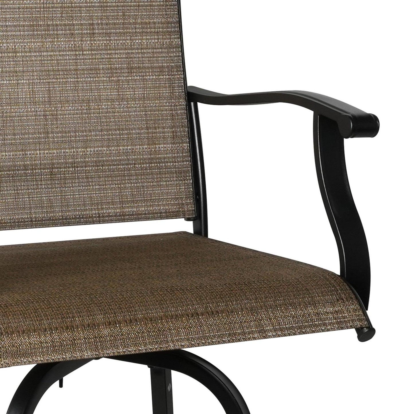 Set of 2 Patio Swivel Bar Stools Outdoor Bar Height Patio Stools Bar Chairs with High Back and Armrest
