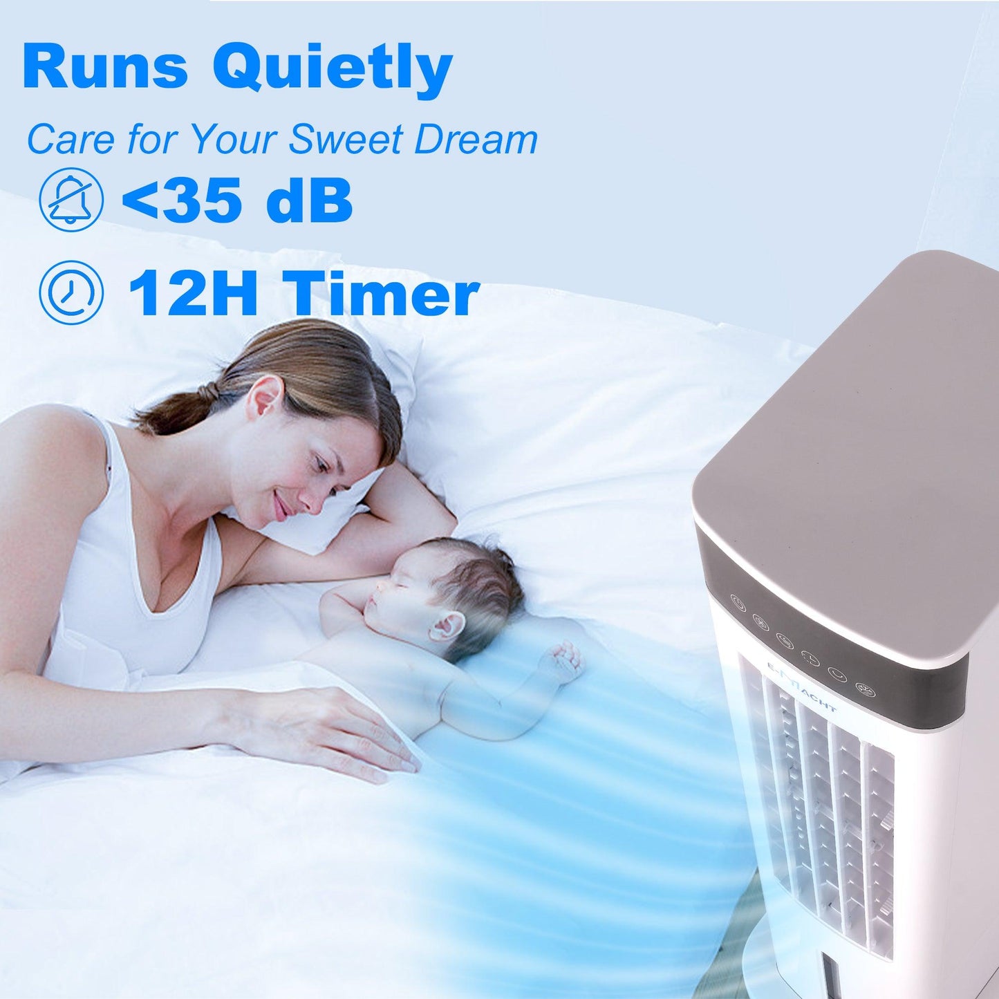 Luckyermore 3-in-1 Portable Air Cooler, Cooling Tower Fan with 3 Speeds & 3 Modes, 3L Water Tank, 12H Timer Air Cooling Fan Remote Control for Bedroom, Office