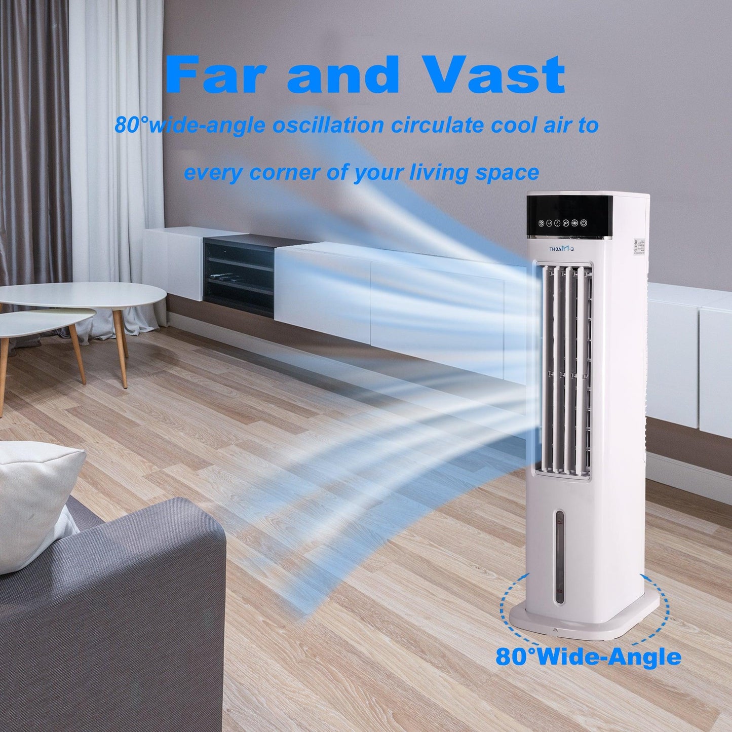 Luckyermore 3-in-1 Portable Air Cooler, Cooling Tower Fan with 3 Speeds & 3 Modes, 3L Water Tank, 12H Timer Air Cooling Fan Remote Control for Bedroom, Office