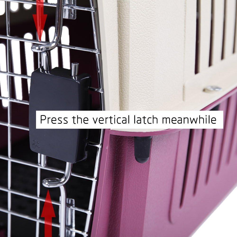 Luckyermore Medium Plastic Cat & Dog Carrier Cage Portable Pet Box Airline Approved Outdoor Kennel Car Travel Box, Red