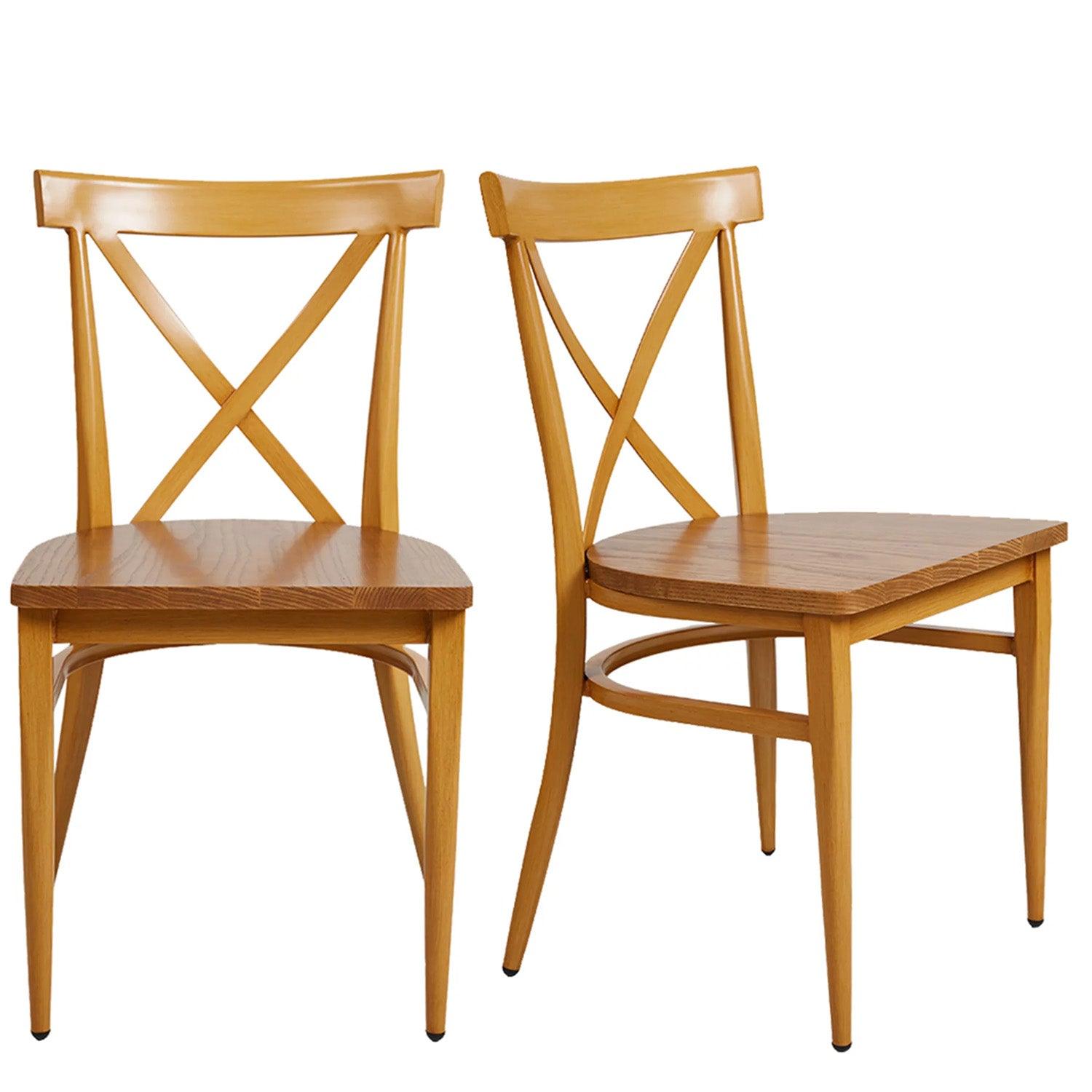 LUCKYERMORE Set of 2 Dining Side Chairs Solid Wood Chair Heavy Duty Metal Frame, Yellow