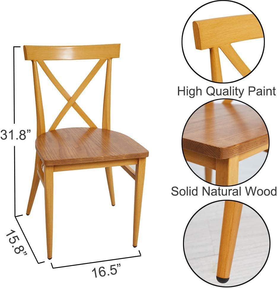 LUCKYERMORE Set of 2 Dining Side Chairs Solid Wood Chair Heavy Duty Metal Frame, Yellow