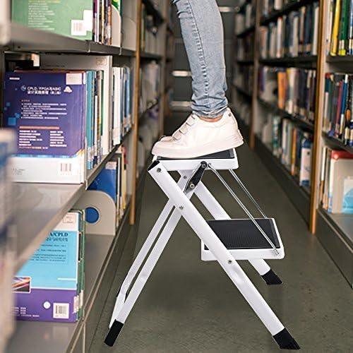 LUCKYERMORE 2 Step Stool Small Foldable Step Ladders with Wide Pedals, 17"