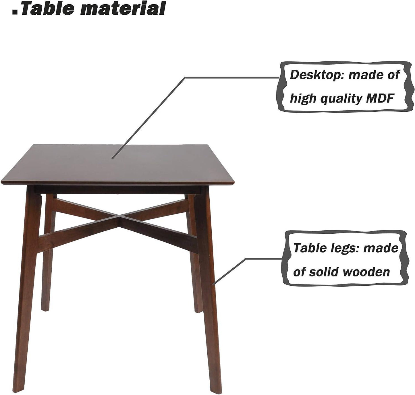 36" Square High Top Bar Table for 2-4 Dining Kitchen Table with Solid Wood Leg