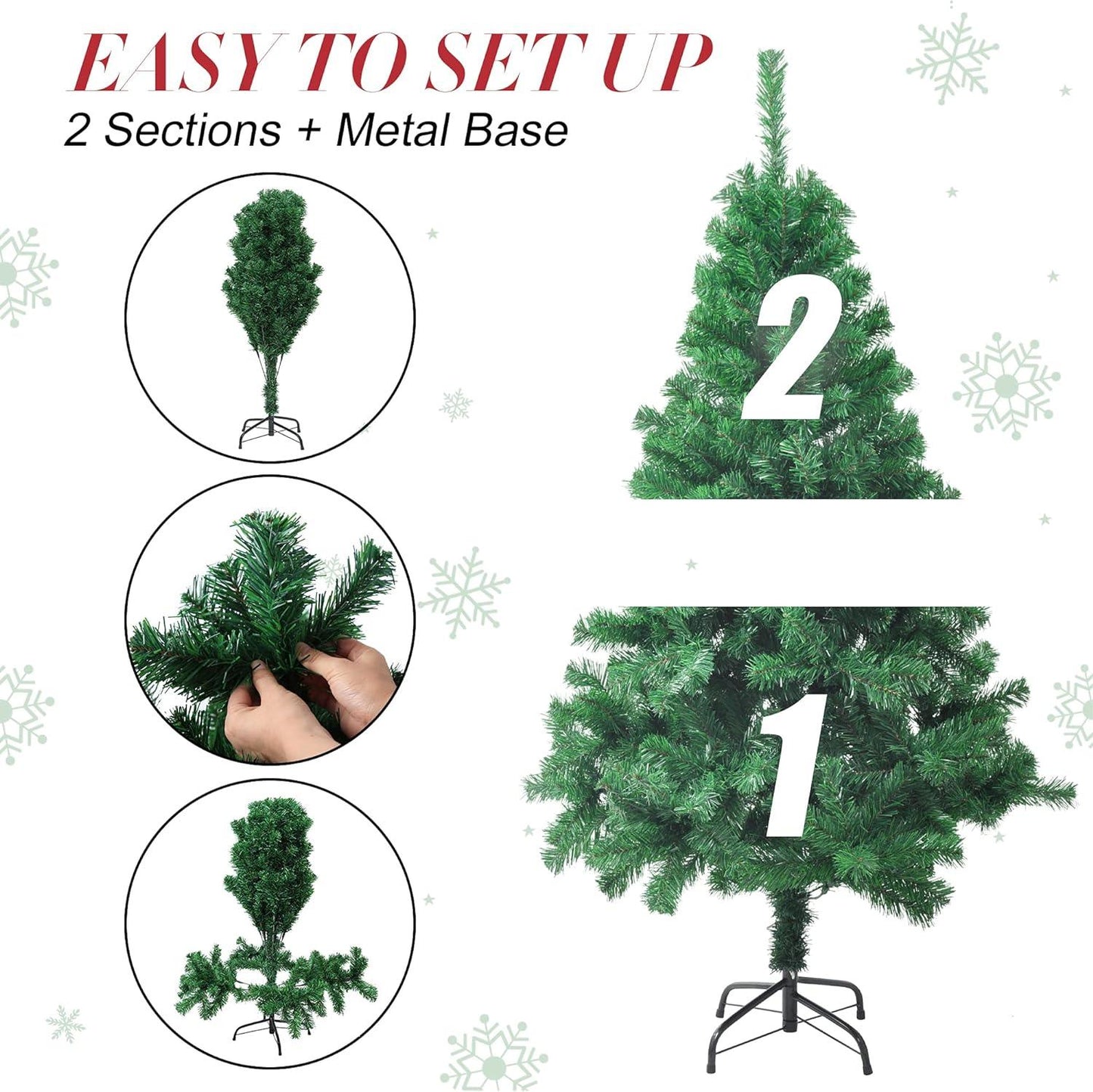 5ft Artificial Christmas Pine Tree Small Xmas Trees with 450 Branch Tips Holiday Decoration