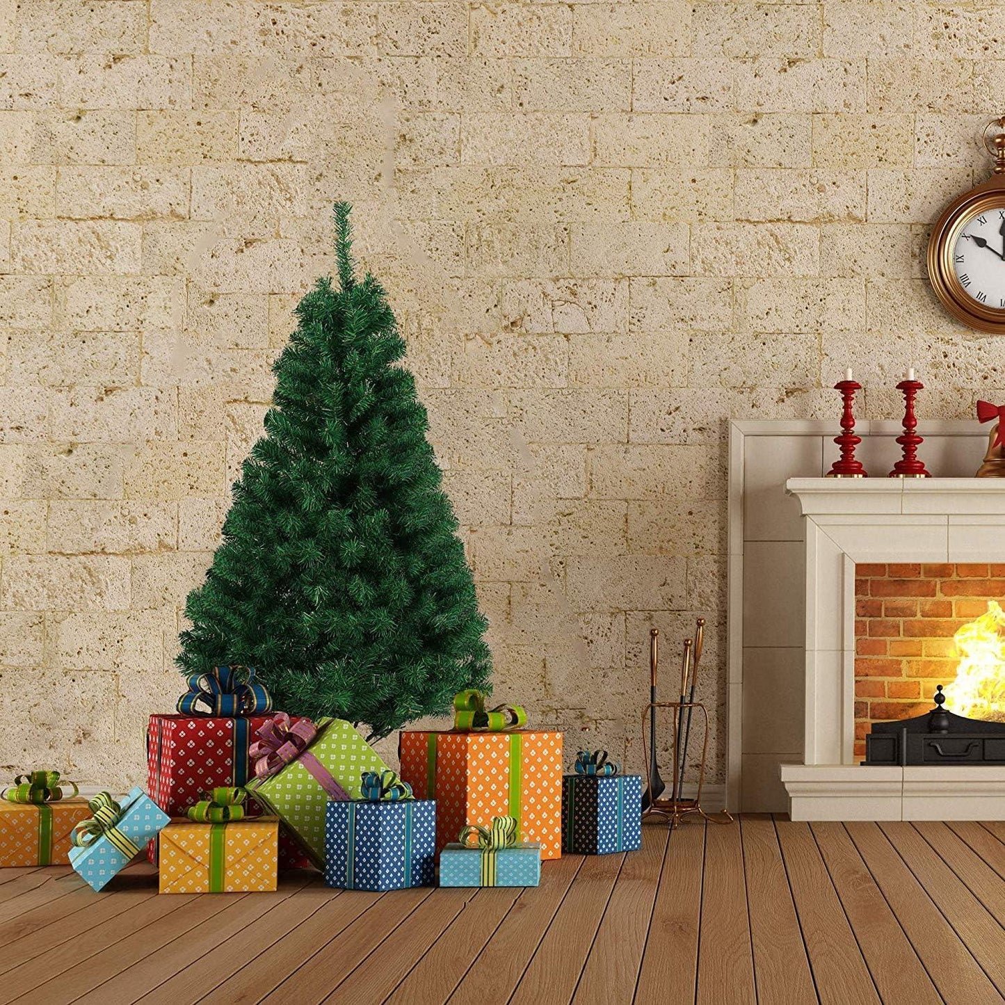 5ft Artificial Christmas Pine Tree Small Xmas Trees with 450 Branch Tips Holiday Decoration