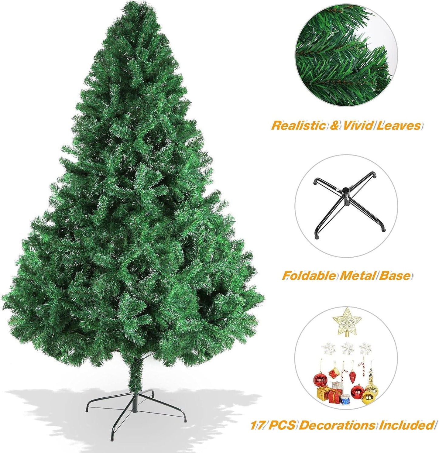 5ft Artificial Christmas Pine Tree Small Xmas Trees with 450 Branch Tips Holiday Decoration
