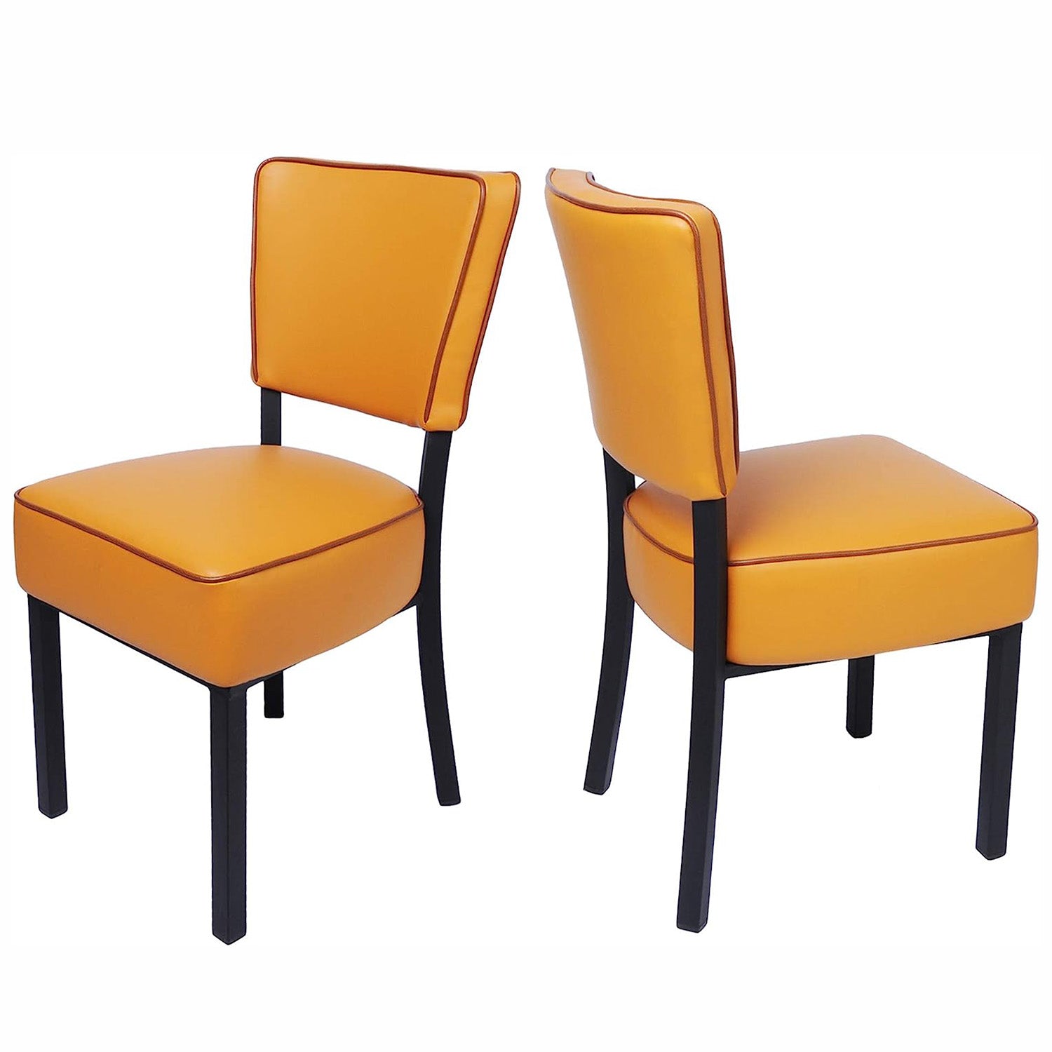 LUCKYERMORE Set of 2 Leather Side Chairs Kitchen Dining Chairs with Upholstered and Backrest, Orange