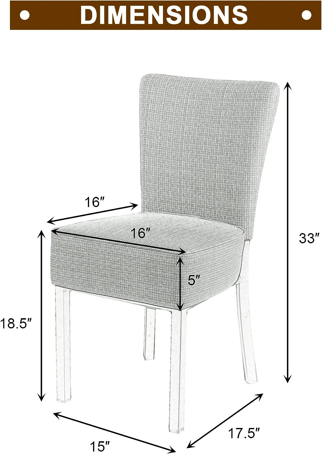 LUCKYERMORE Set of 2 Upholstered Dining Chairs PU Leather Modern Dining Room Chairs, Coffee