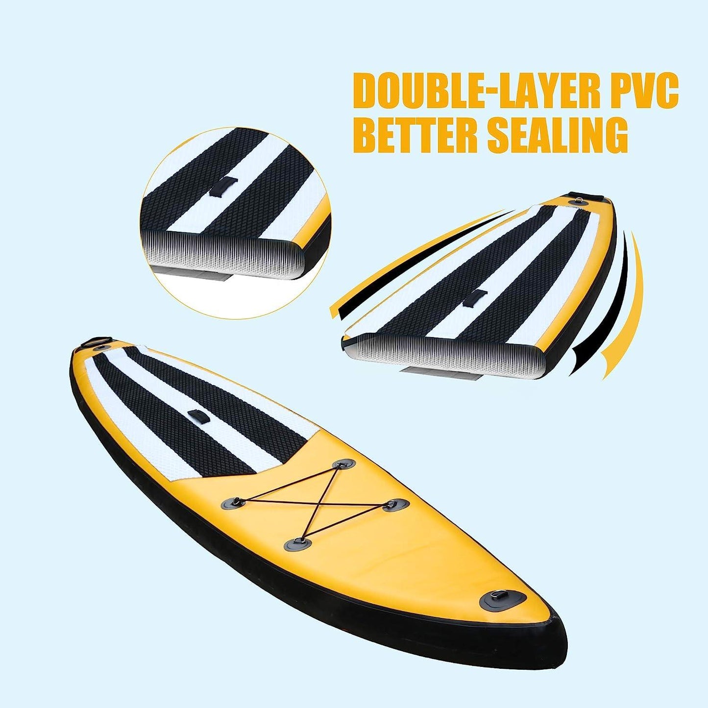 LUCKYERMORE 12.6'x28''x6'' Inflatable Stand Up Paddle Board with SUP Accessories & Carry Bag, Yellow