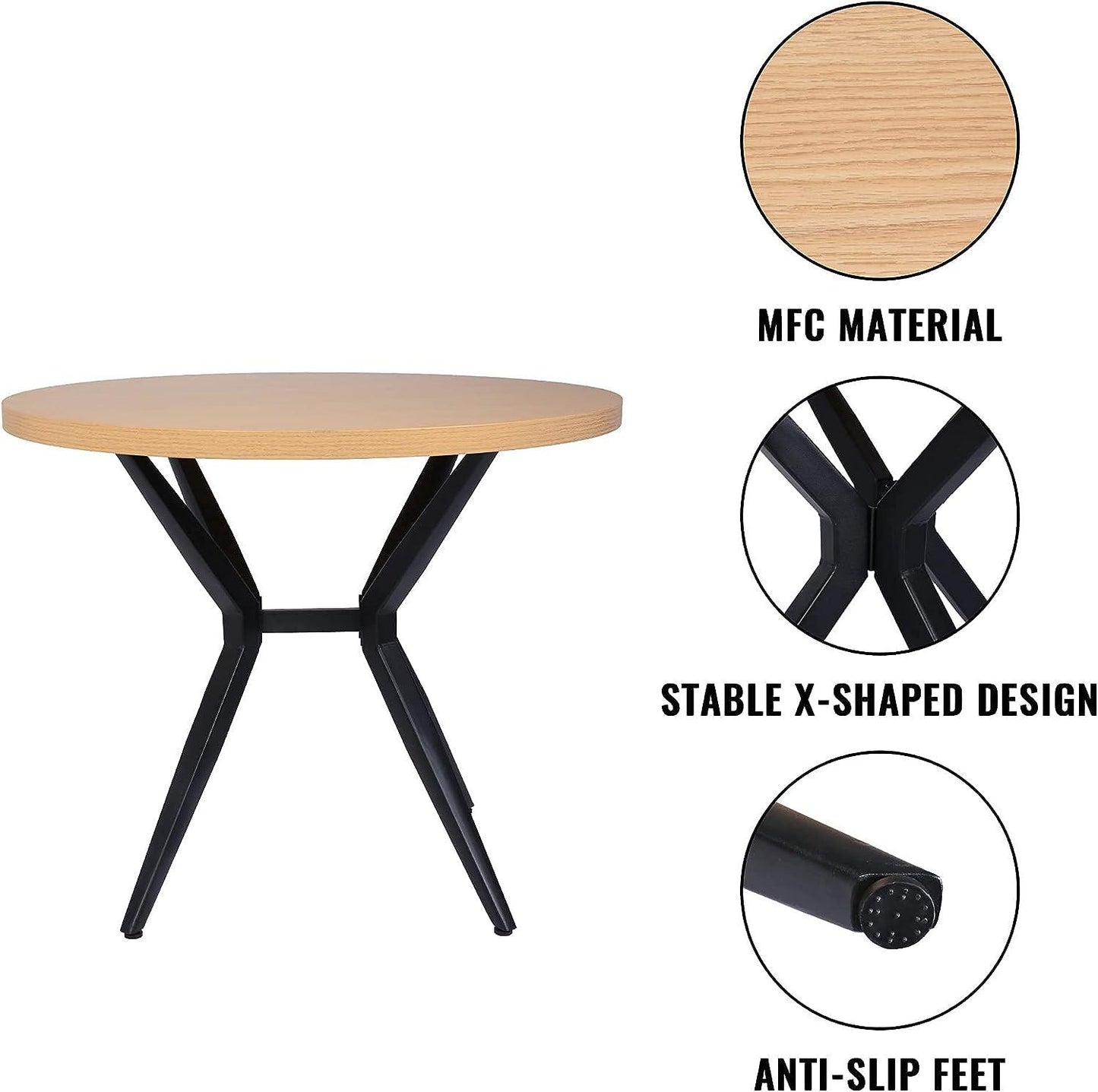 LUCKYERMORE 36" Round Dining Table for 2-4 Modern Kitchen Table with Metal Leg