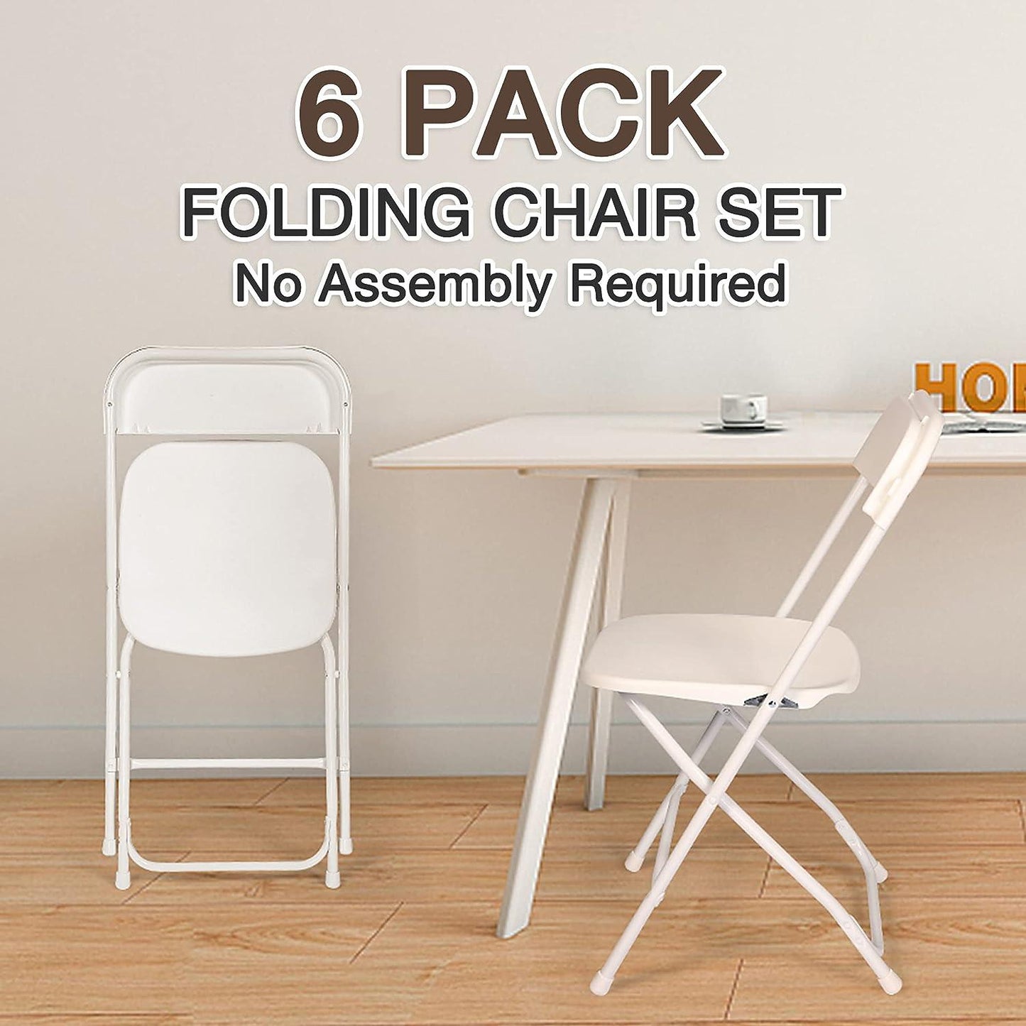 LUCKYERMORE Set of 6 Folding Chairs Plastic Outdoor Party Chairs Stackable Indoor Outdoor Chair