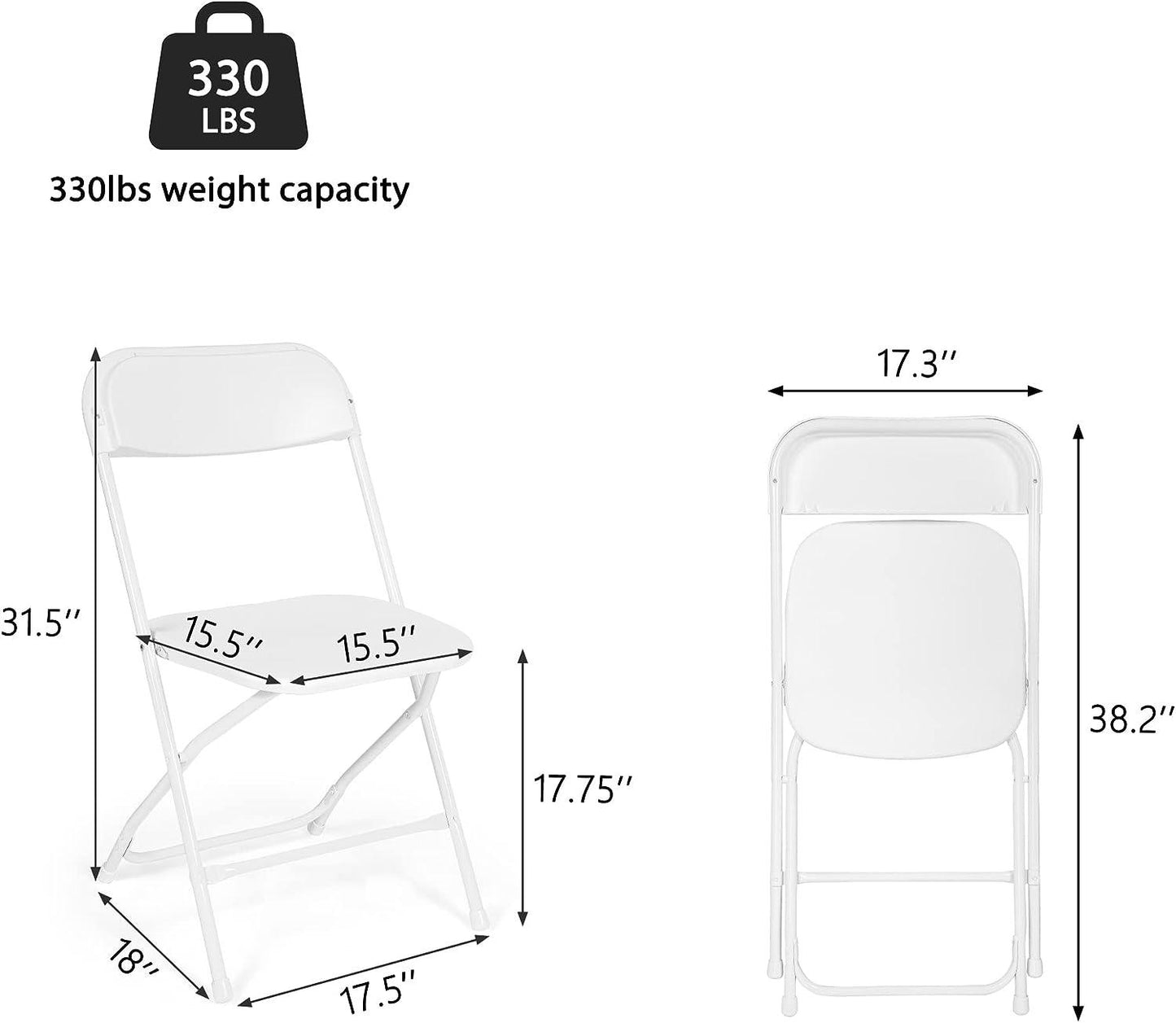 LUCKYERMORE Set of 6 Folding Chairs Plastic Outdoor Party Chairs Stackable Indoor Outdoor Chair