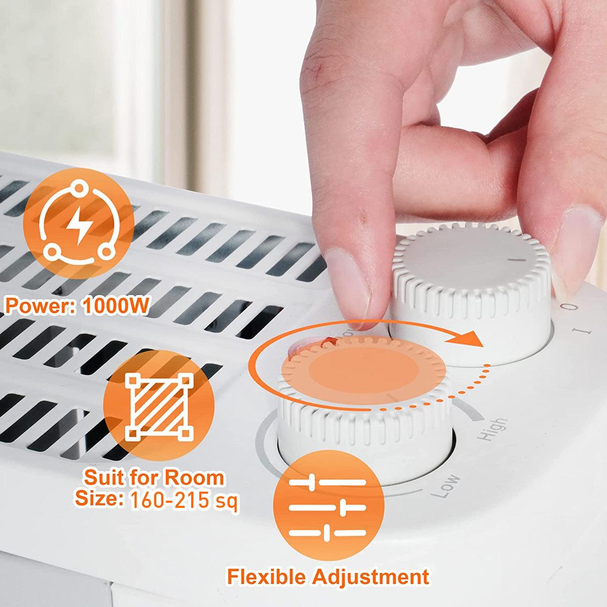 LUCKYERMORE 1000W Electric Space Heater with Silent Portable Adjustable Thermostat, 3 Heat Settings Convector Heater