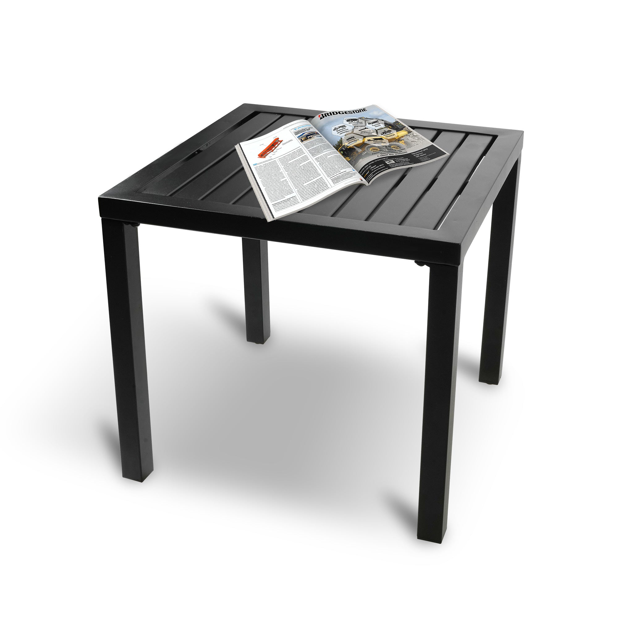 Small Square End Table Patio Coffee Bistro Table Outdoor Side Table with Adjustable Feet, Black