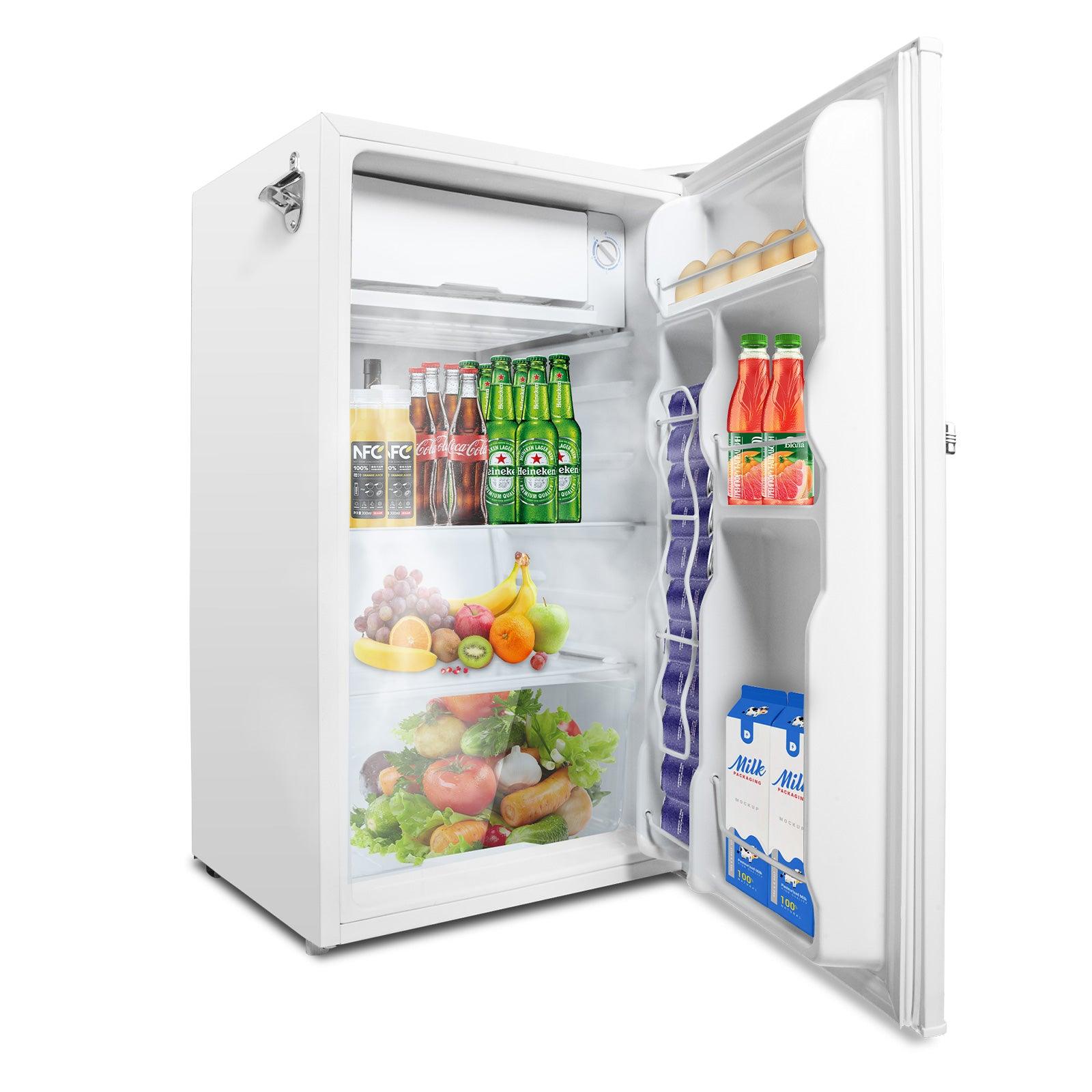 Luckyermore 3.2 Cu.Ft. Small Fridge with Freezer Compact Refrigerator with Adjustable Legs, White