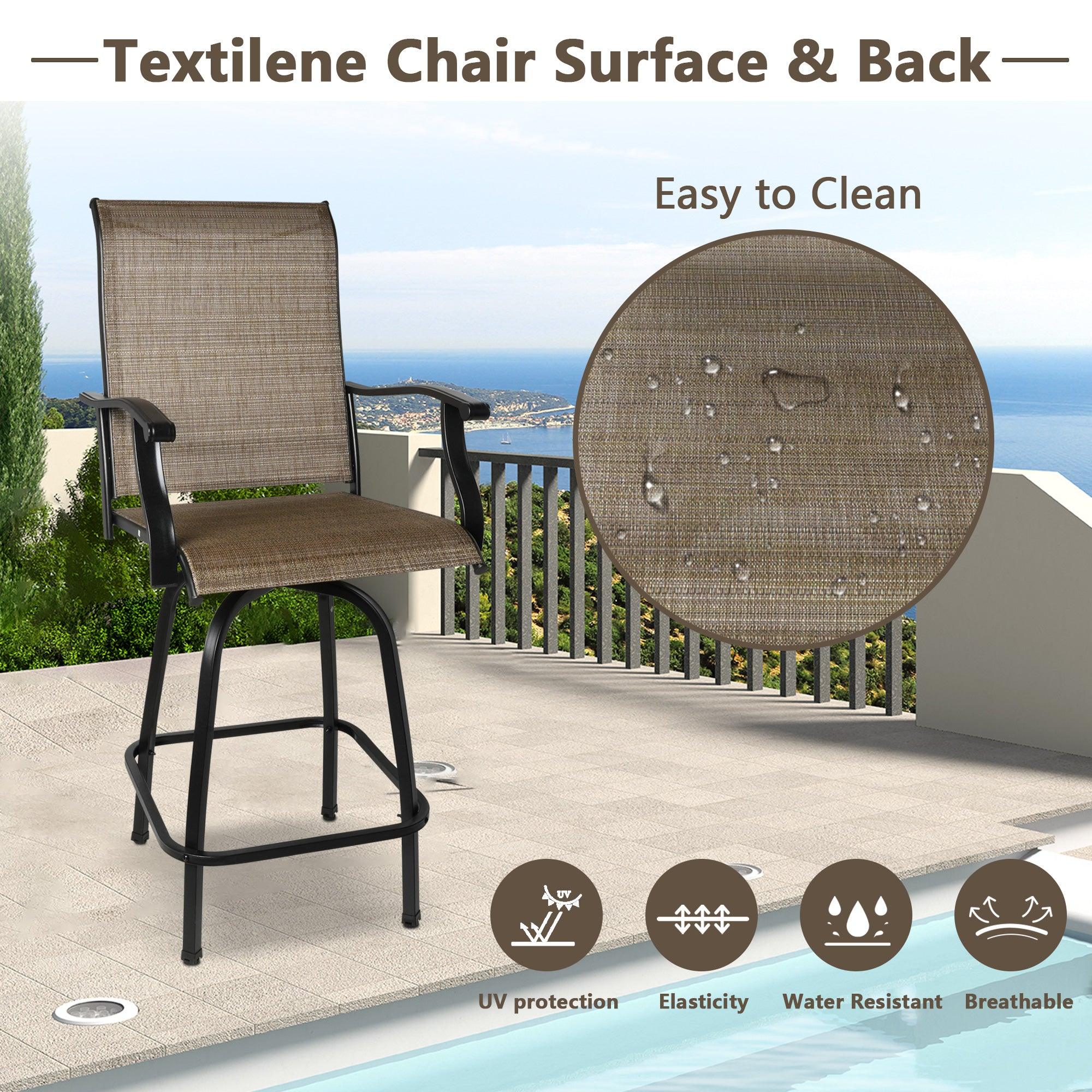 Outdoor Patio Swivel Bar Set with 2 Bar Chairs and 1 Square Table 27.5" - Luckyermore