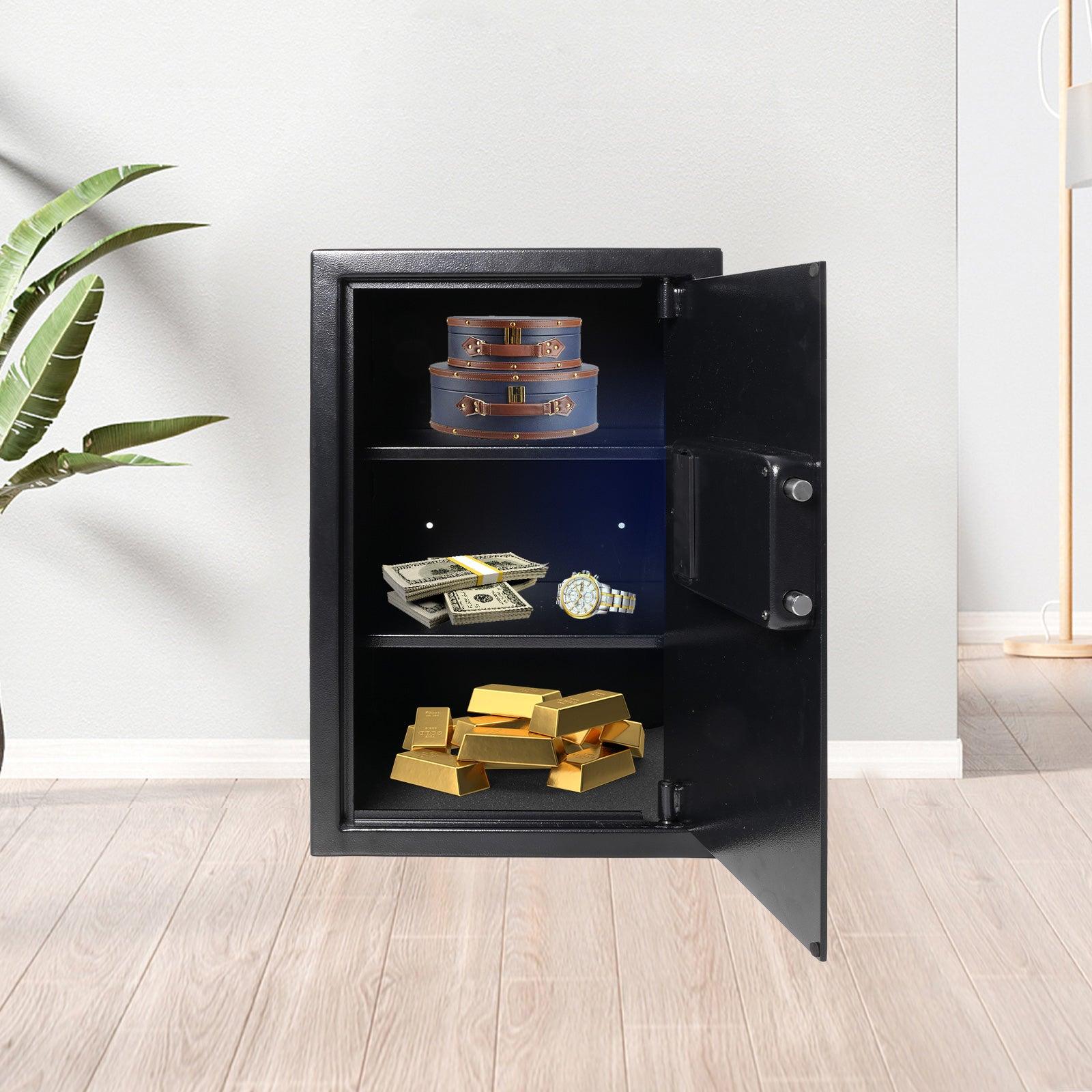 2.8 Cu Ft Large Home Safe Box Money Safe with Dual Warning Alarm Digital Keypad and Removable Shelf - Luckyermore