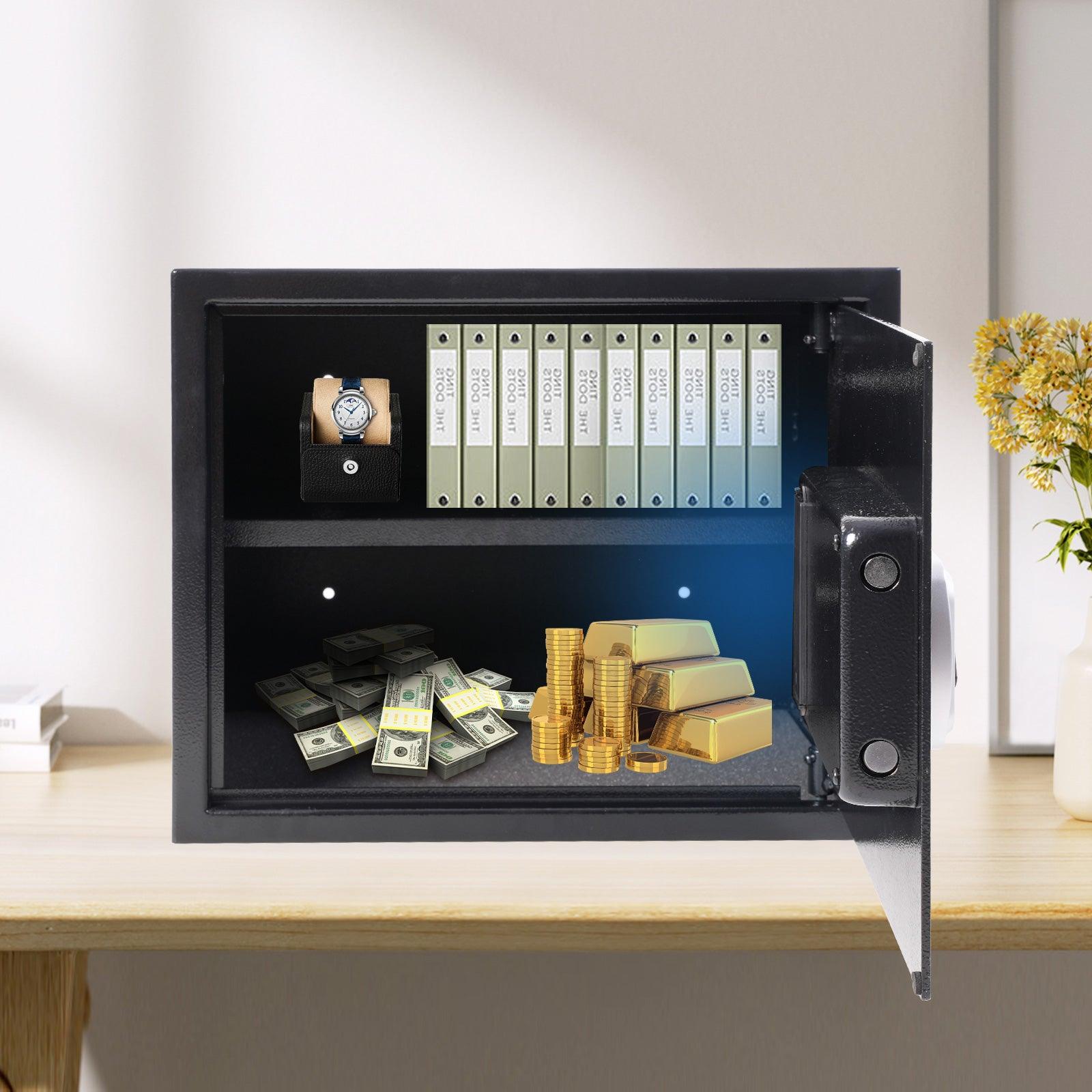1.4 Cu Ft Home Safe Box Money Safe with Dual Warning Alarm Digital Keypad and Removable Shelf - Luckyermore