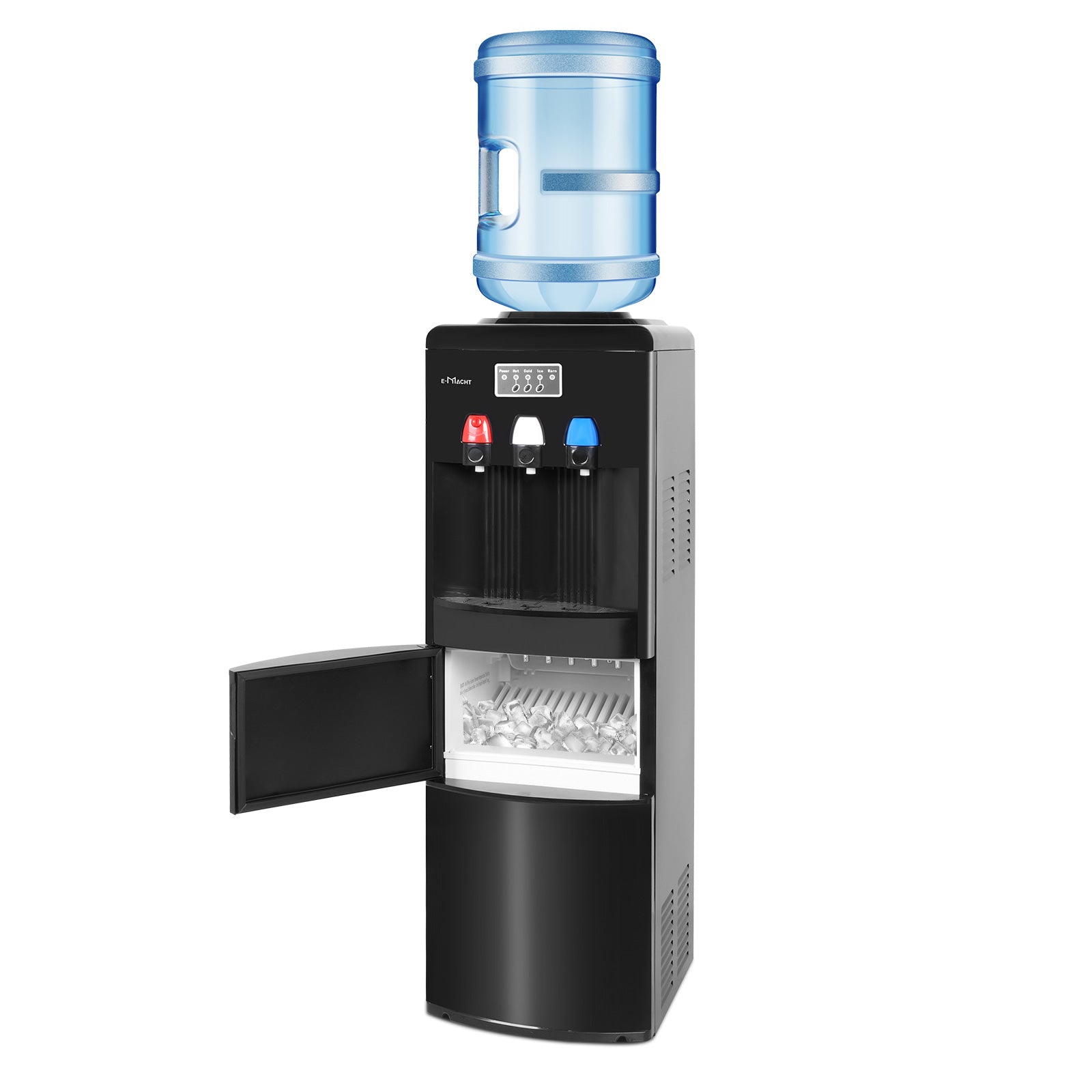 Luckyermore 2 in 1 Water Cooler Dispense for 3-5 Gallon Bottle with Scoop, Ice Maker, Child Safety Lock, Black  