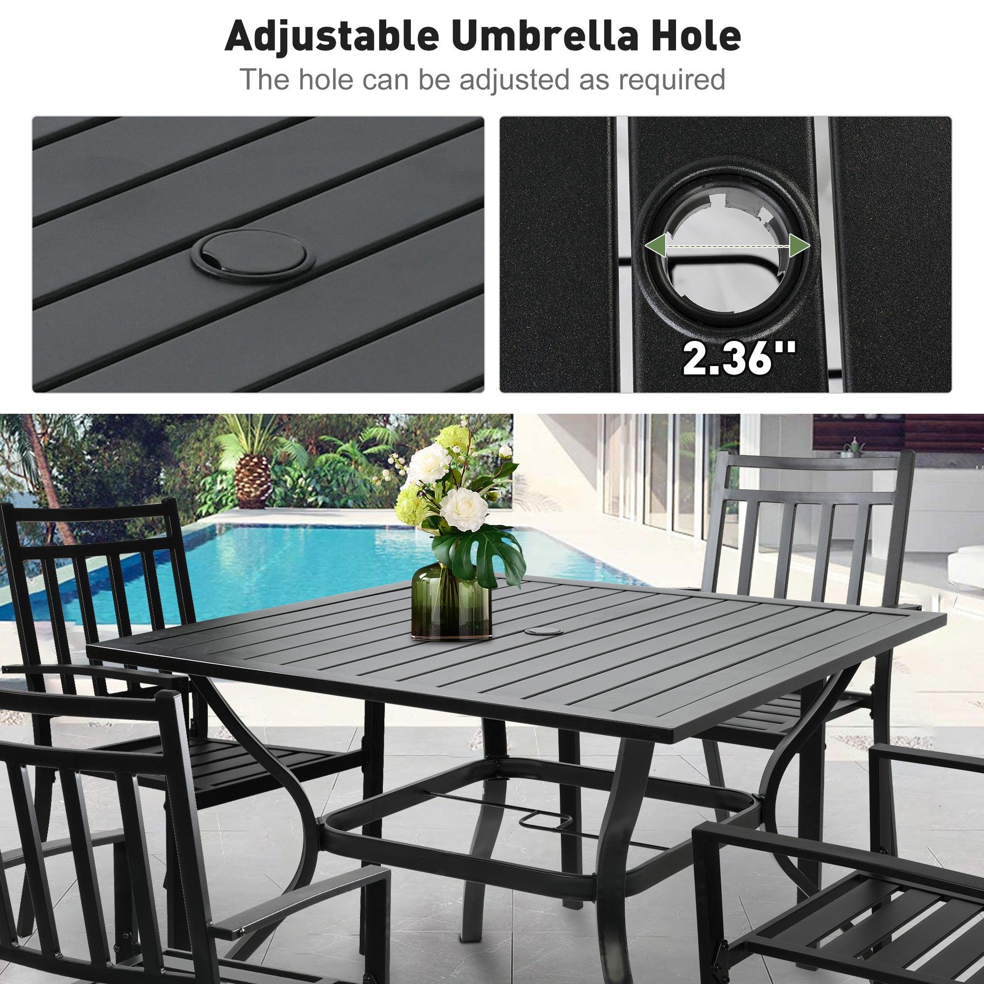 5 Piece Outdoor Patio Metal Table Set, 1 Dining Table 37" for 4 with 4 Metal Chairs Outdoor Dining Set