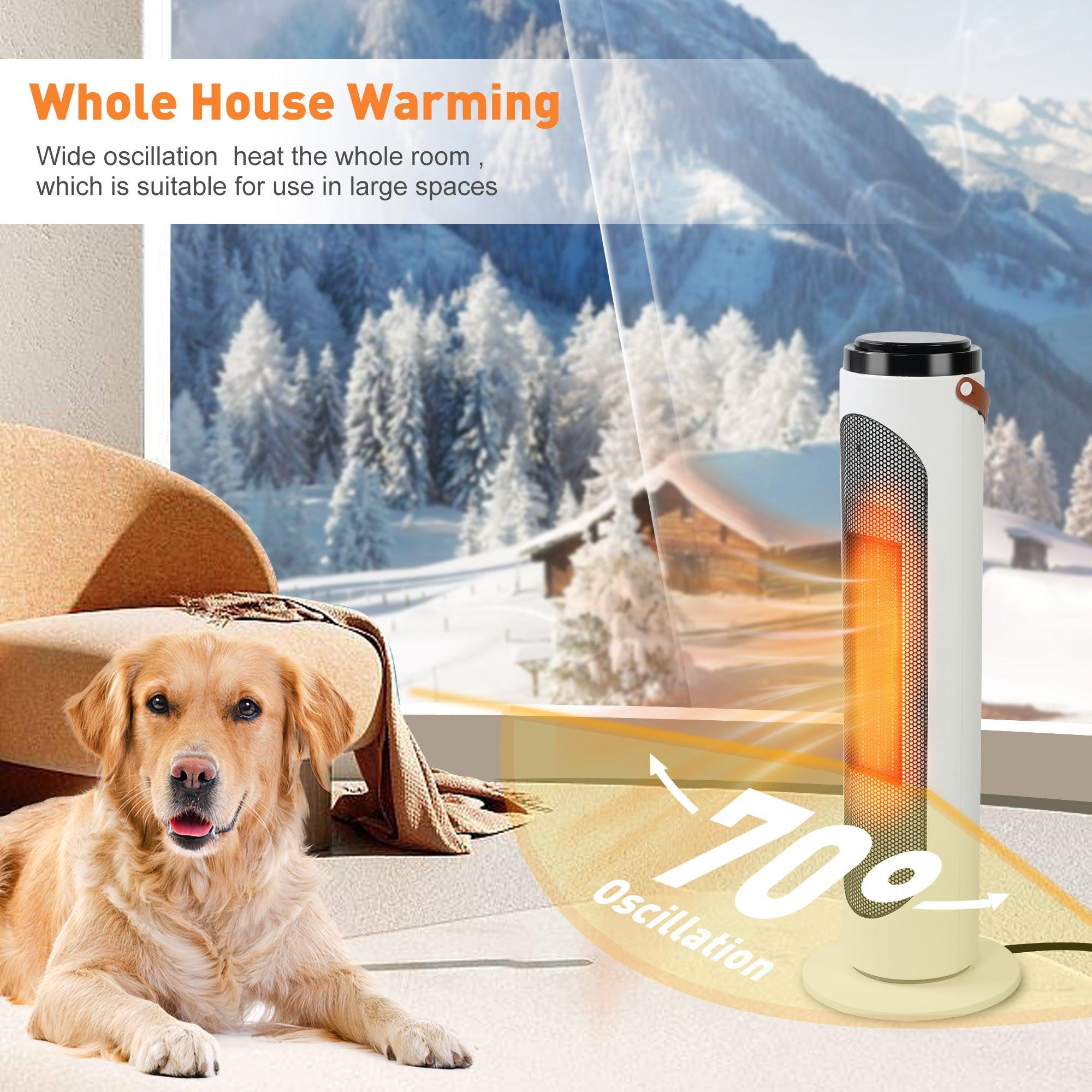 1500W Space Heater with Remote Ceramic Tower Space Heater 3 Modes 24h Timer