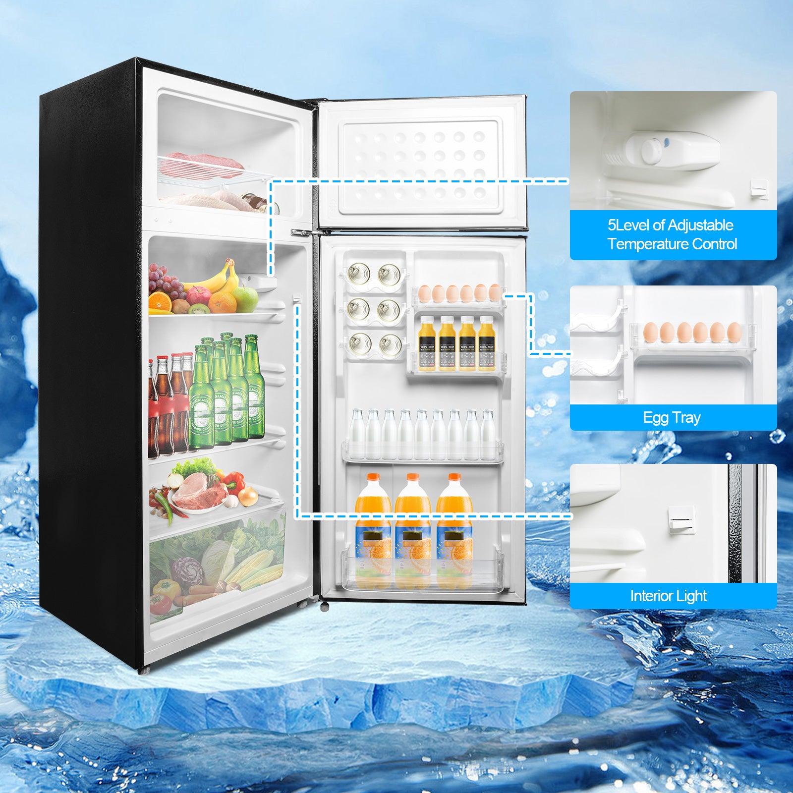 7.7 Cu.Ft. 2-Door Refrigerator with Freezer Fridge with Adjustable Thermostat Control, Black