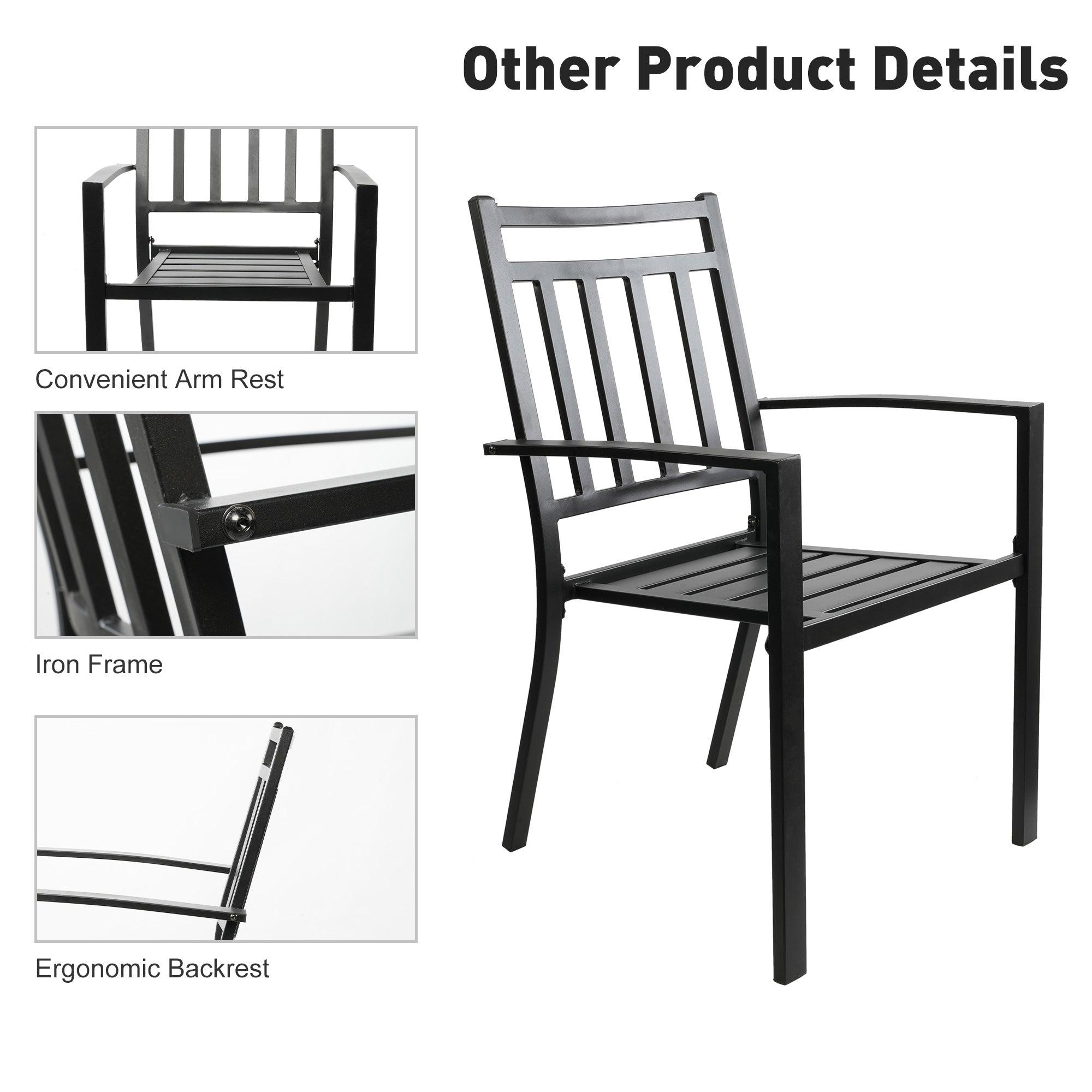 5 Piece Outdoor Patio Metal Table Set, 1 Dining Table 37" for 4 with 4 Metal Chairs Outdoor Dining Set