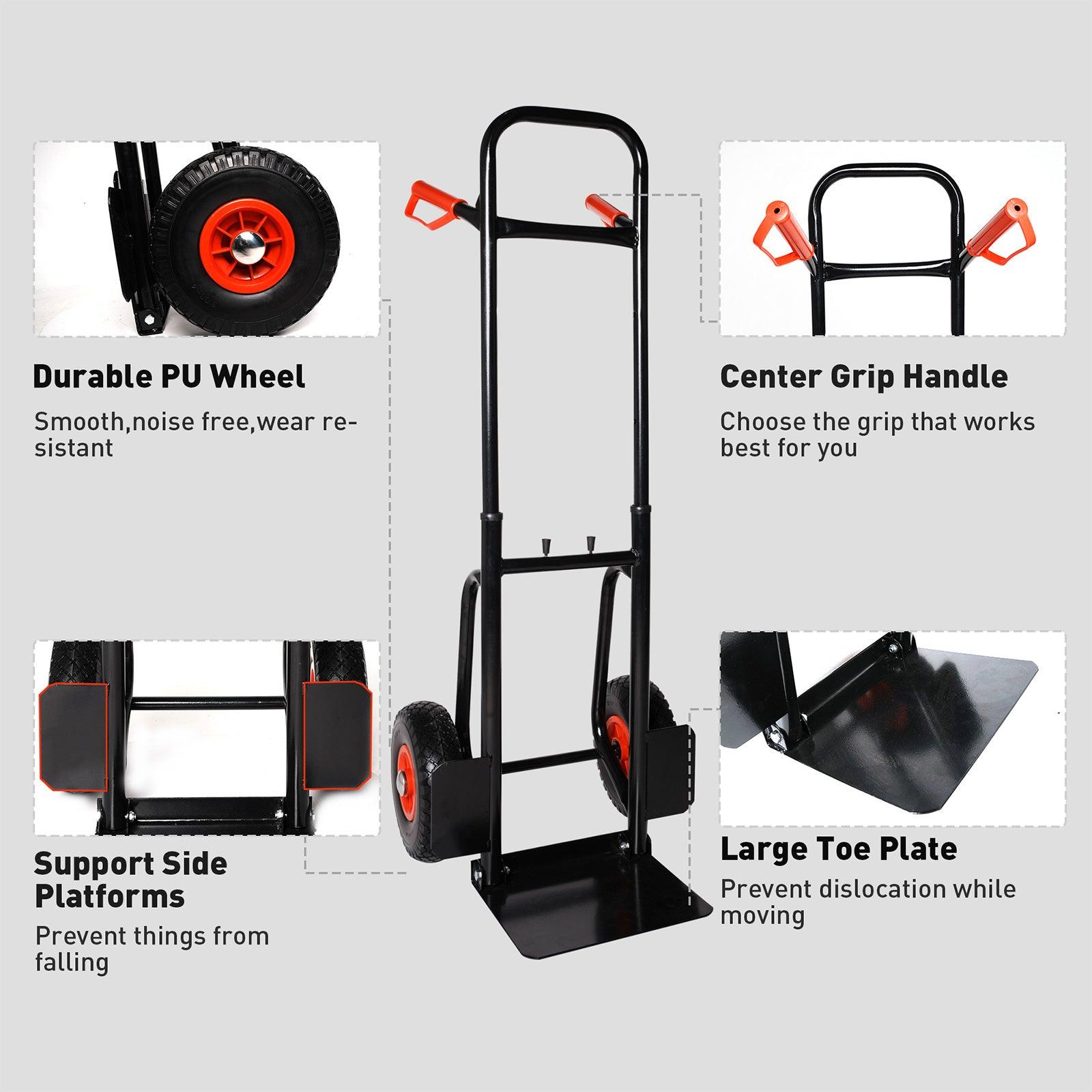 LUCKYERMORE Hand Truck with Telescope Handle Dolly Cart Trolley Cart for Moving, 440lbs Capacity