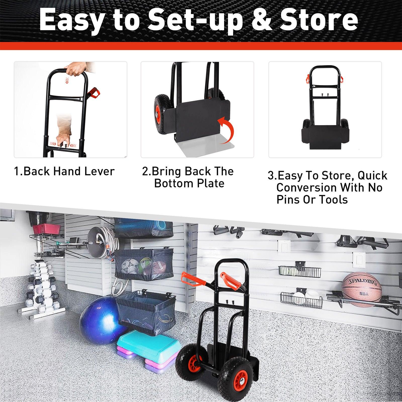 LUCKYERMORE Hand Truck with Telescope Handle Dolly Cart Trolley Cart for Moving, 440lbs Capacity