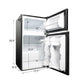 Luckyermore 3.2 Cu.Ft. 2-Door Fridge with Freezer Compact Refrigerator with Glass Shelves