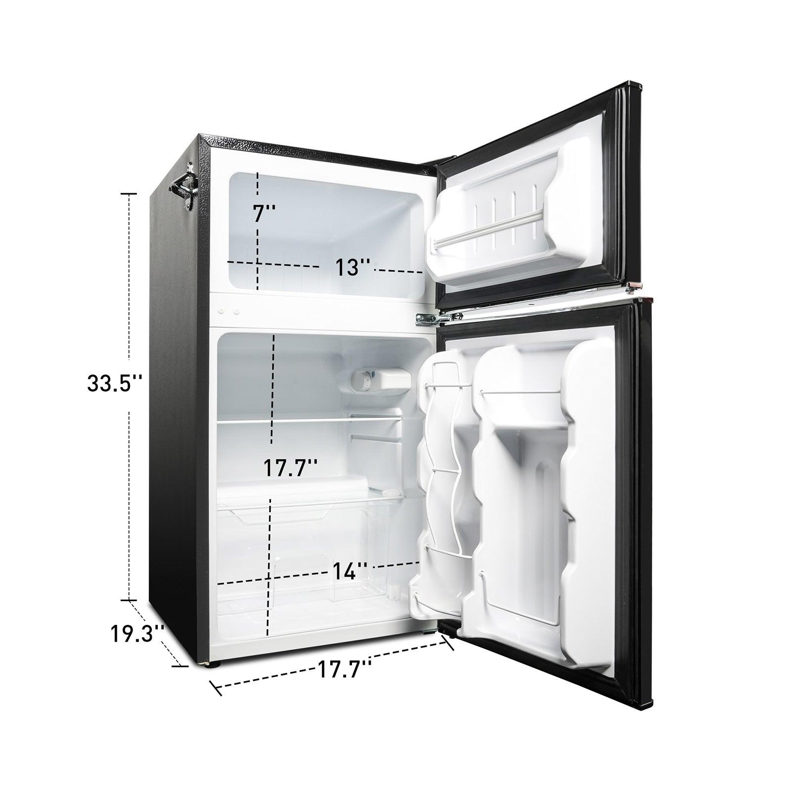 Luckyermore 3.2 Cu.Ft. 2-Door Fridge with Freezer Compact Refrigerator with Glass Shelves