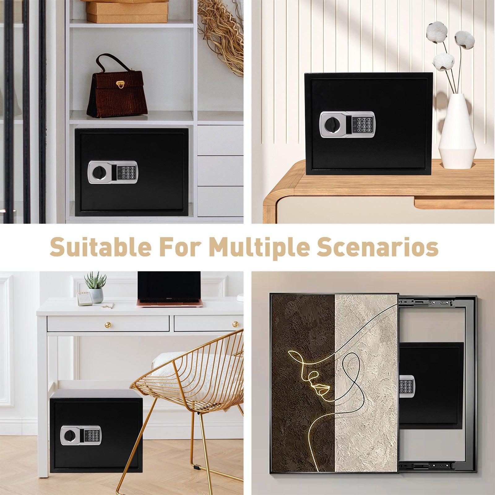 1.4 Cu Ft Home Safe Box Money Safe with Dual Warning Alarm Digital Keypad and Removable Shelf - Luckyermore