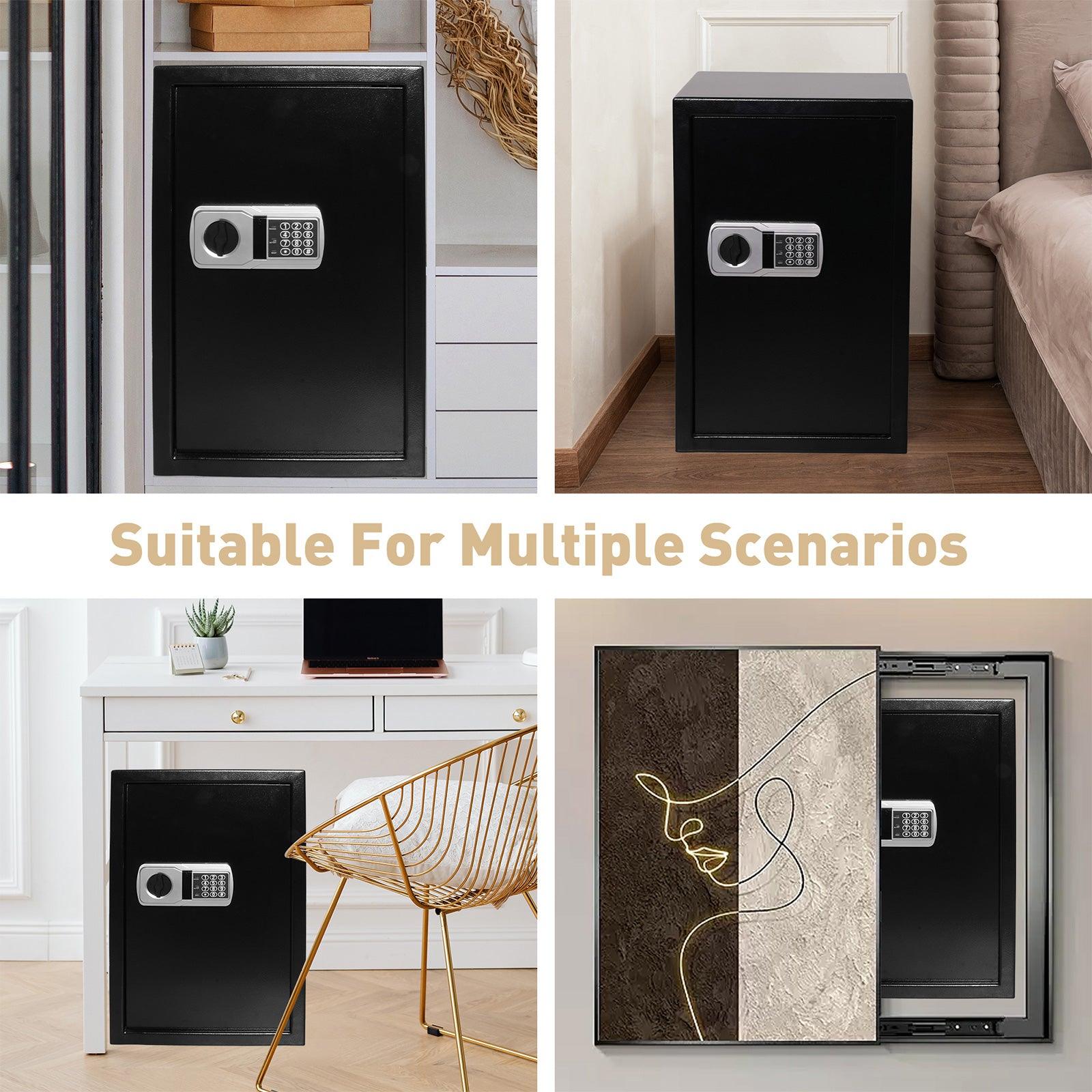 2.8 Cu Ft Large Home Safe Box Money Safe with Dual Warning Alarm Digital Keypad and Removable Shelf - Luckyermore