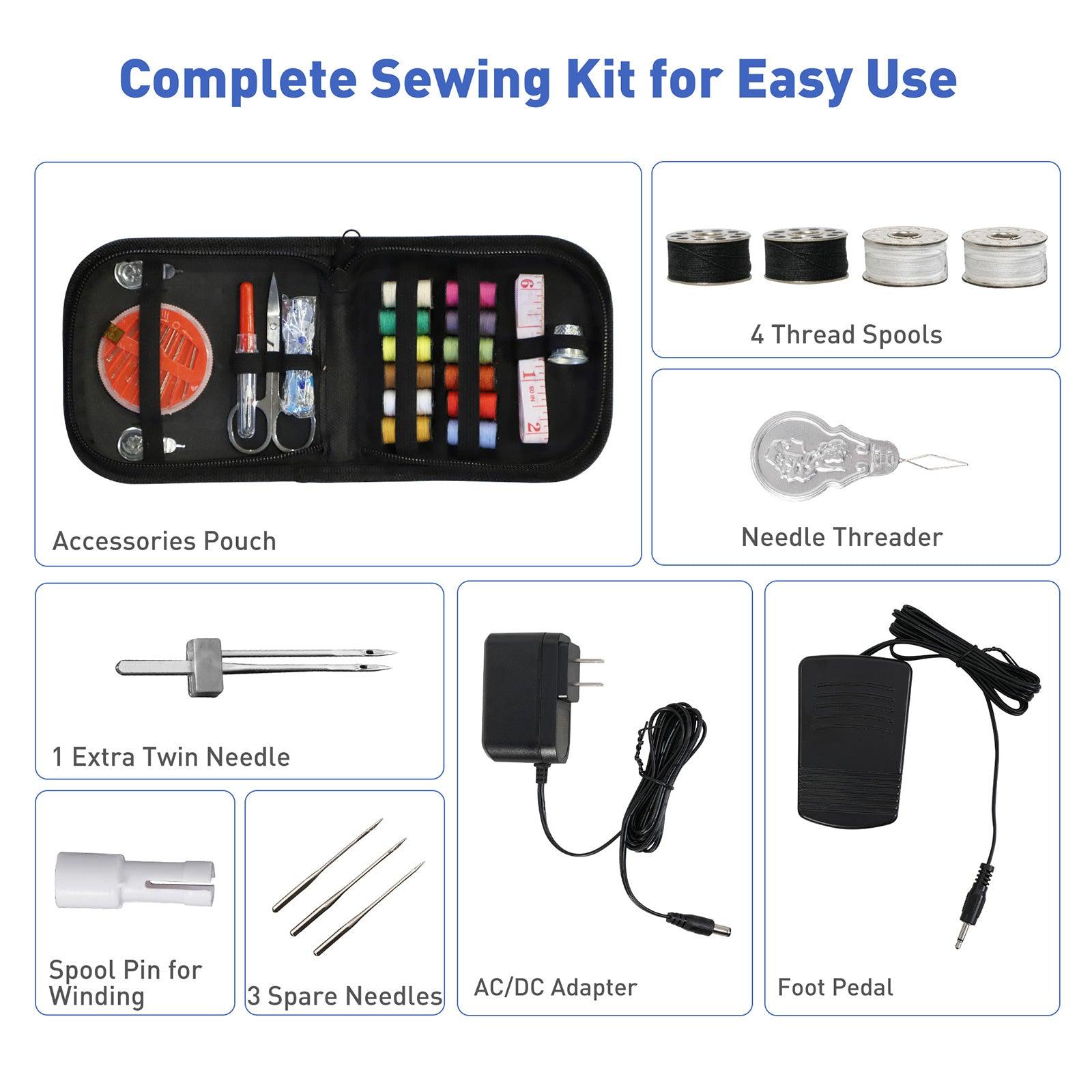 Portable Mini Sewing Machine for Beginners with Foot Pedal 12 Built-In Stitches Double Thread, Blue
