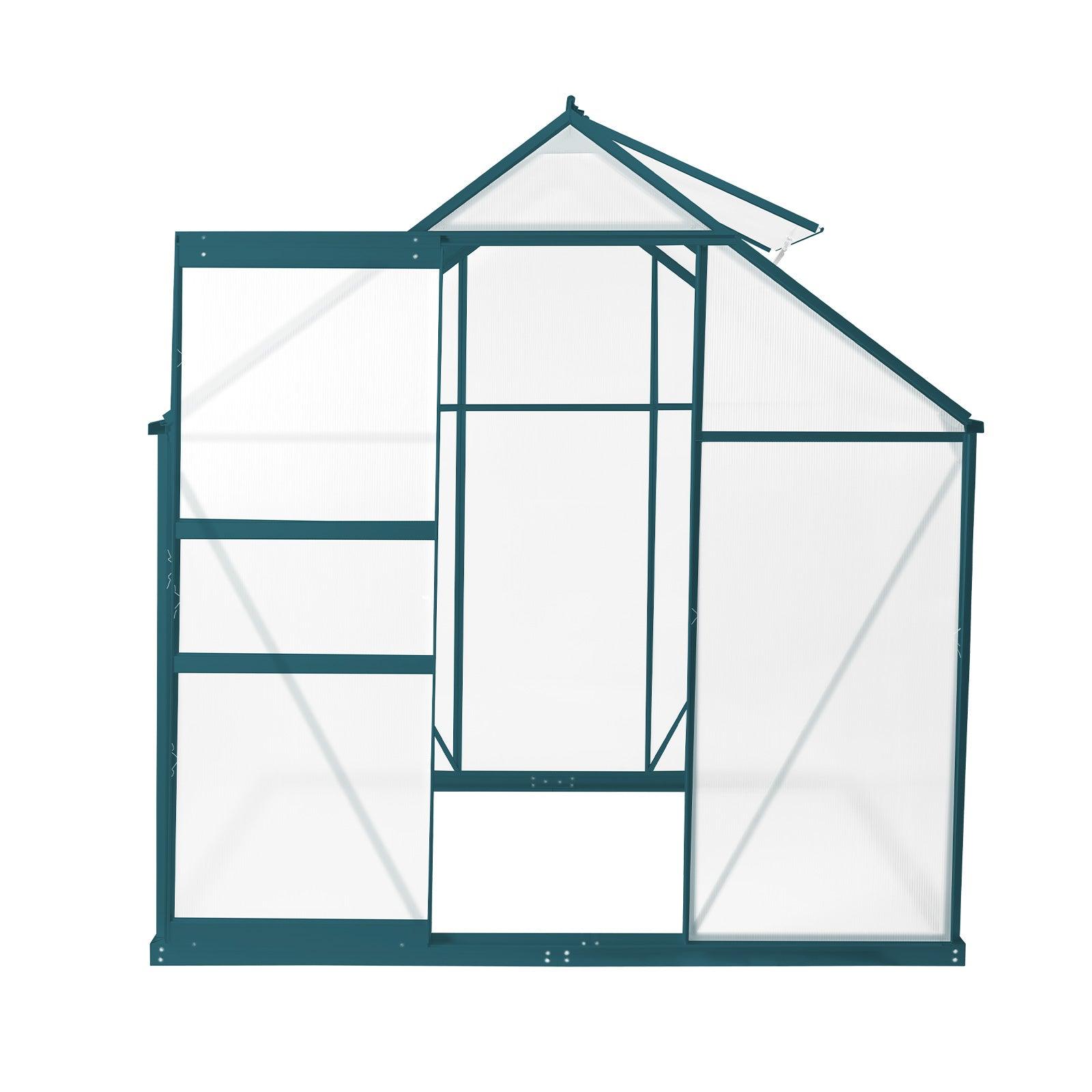6x4 ft Walk-in Outdoor Greenhouse with Sliding Door, Vent Window, Rain Gutter - Luckyermore