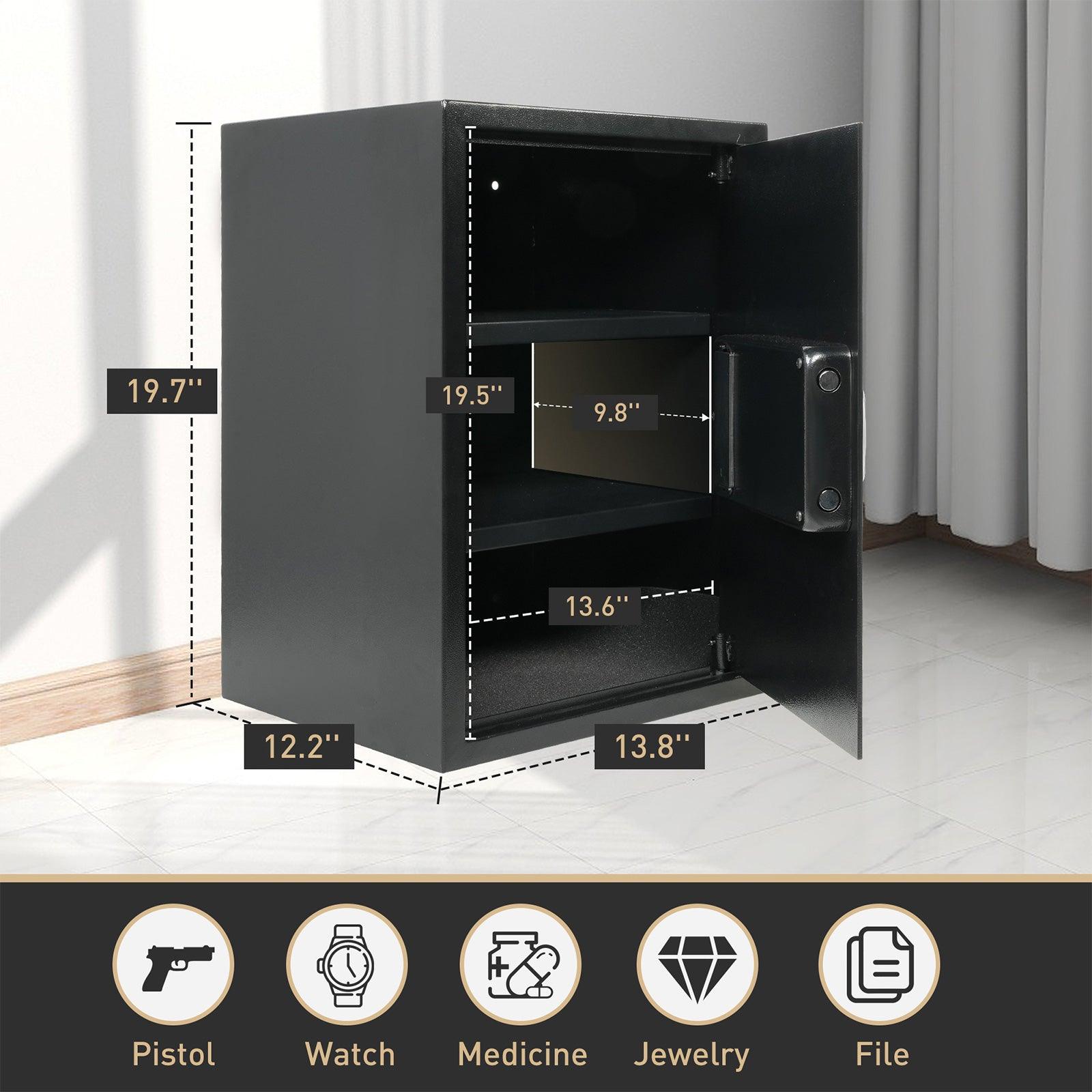 1.5 Cu Ft Home Safe Box Money Safe with Dual Warning Alarm Digital Keypad and Removable Shelf