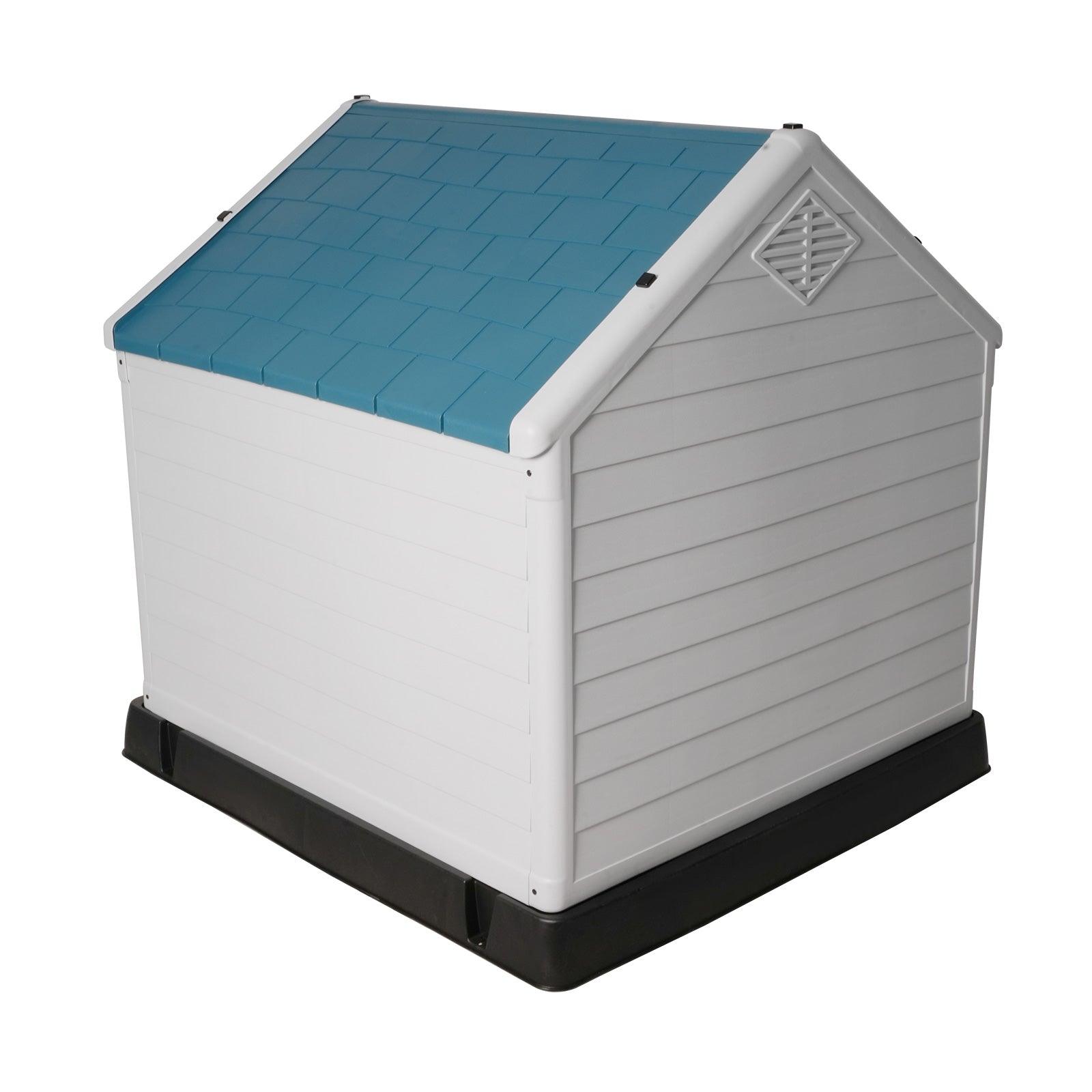 Extra Large Outdoor Dog House Plastic Waterproof Kennel, 42.5"L x 46"W x 45"H