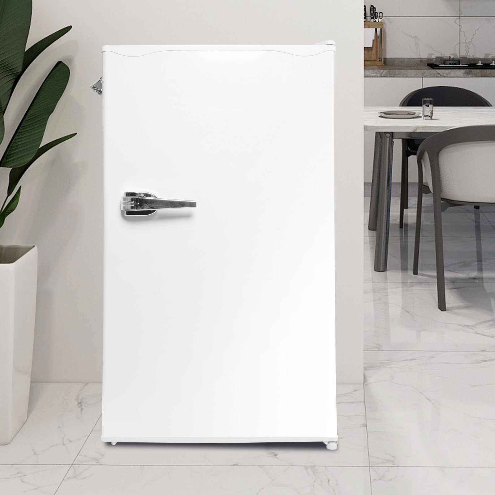 Luckyermore 3.2 Cu.Ft. Small Fridge with Freezer Compact Refrigerator with Adjustable Legs, White