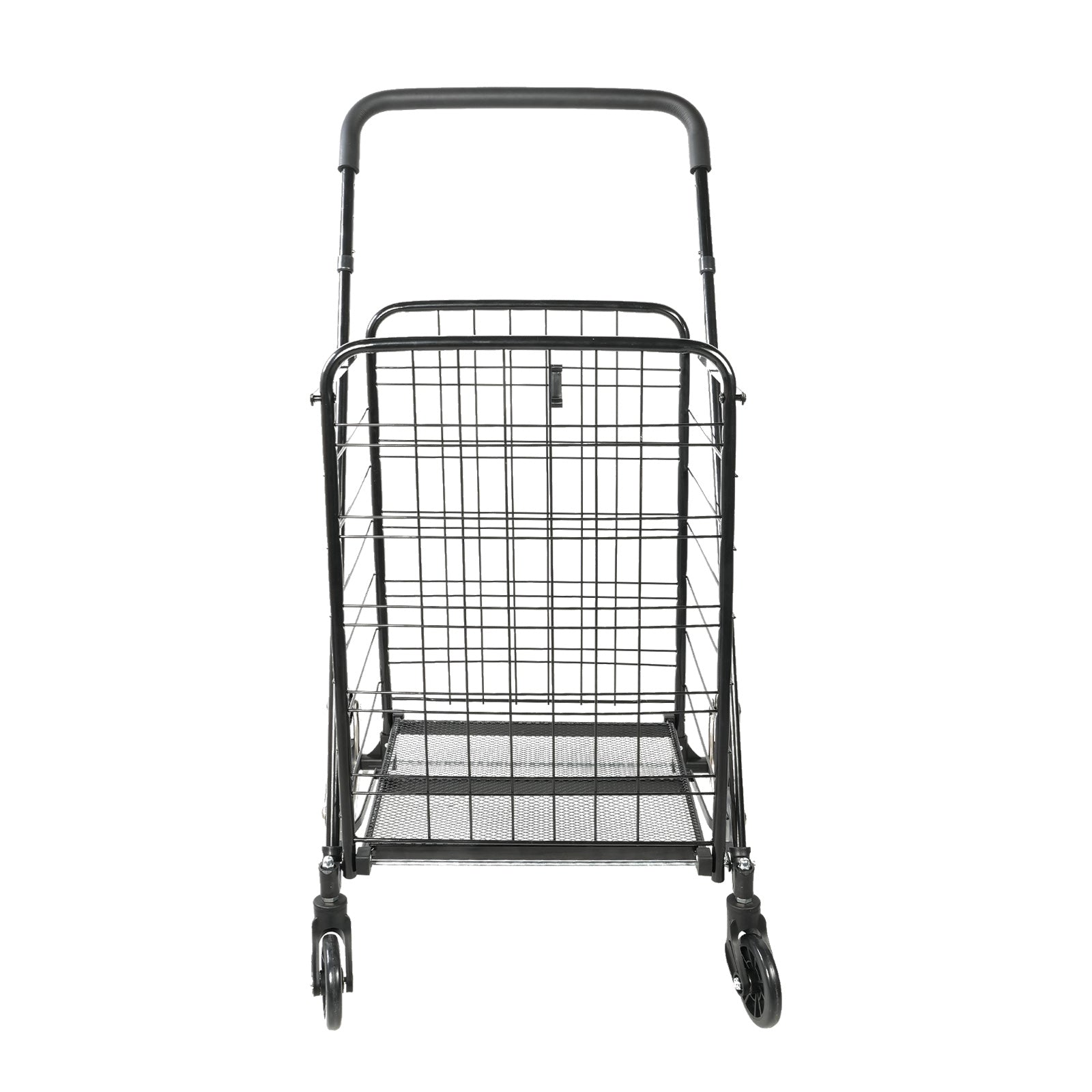 Folding Stair Climbing Shopping Cart with Removable Cloth Liner Collapsible Utility Grocery Cart, Black