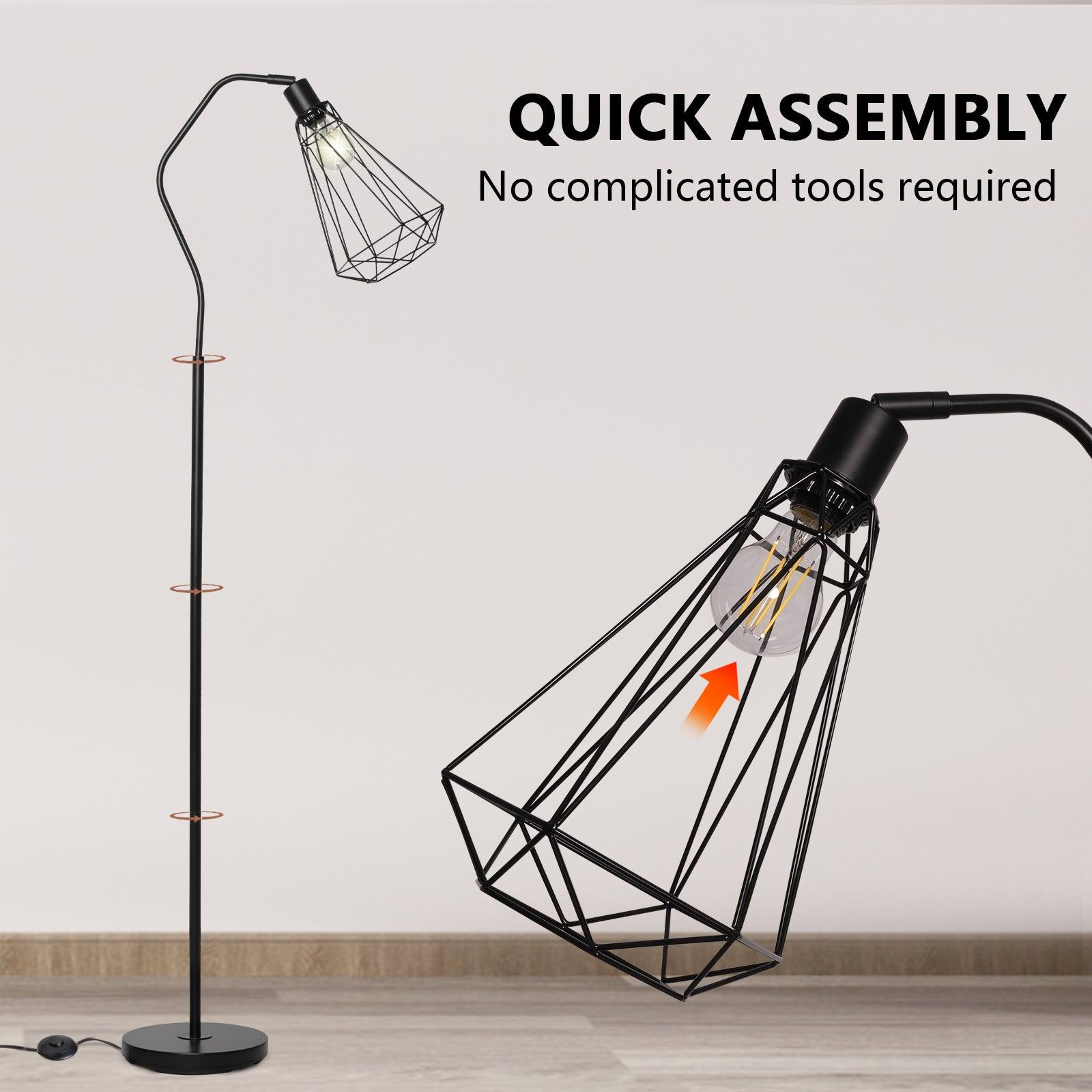 Minimalist Standing Floor Lamps with Adjustable Head Foot Switch Metal Tall Stand Up Reading Lamp, Black - Luckyermore
