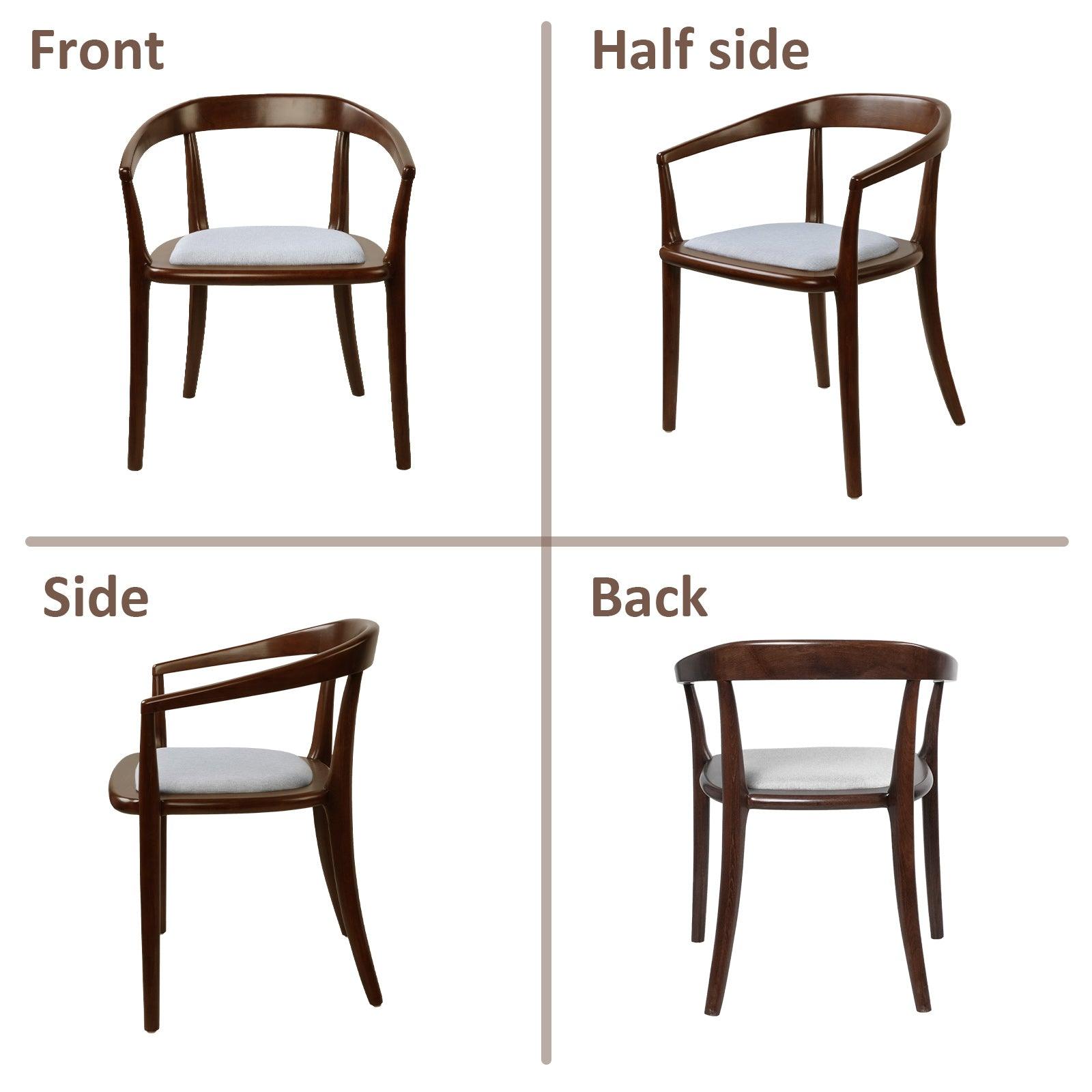 LUCKYERMORE Mid Century Dining Chair Beech Wood Upholstered Side Chair with Armrest, Beige