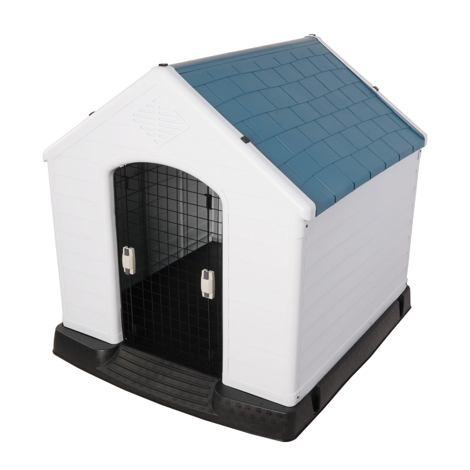 Extra Large Outdoor Dog House Plastic Waterproof Kennel, 42.5"L x 46"W x 45"H