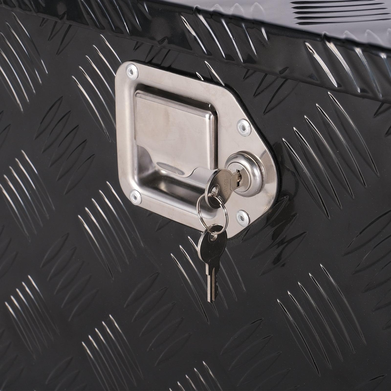 39" Trailer Tongue Box Aluminum Truck Tool Cargo Storage Box Storage Organizer with Lock, Black - Luckyermore