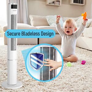 Luckyermore 43" Oscillating Tower Fan Bladeless with Remote Control with 3 Modes & 3 Speeds Settings Ideal for Home Bedroom Office