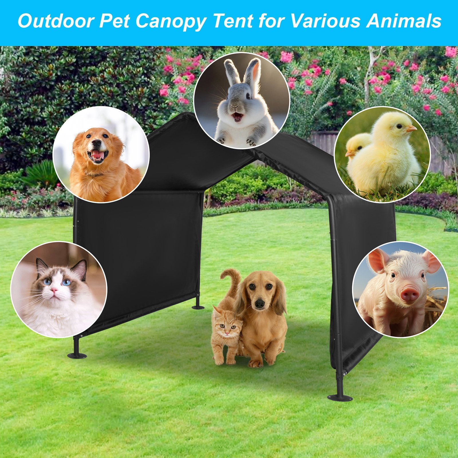 Outdoor Dog Shade Shelter, Outdoor Pet Canopy Tent with Waterproof Roof, 50"x 50"x 43" - Luckyermore