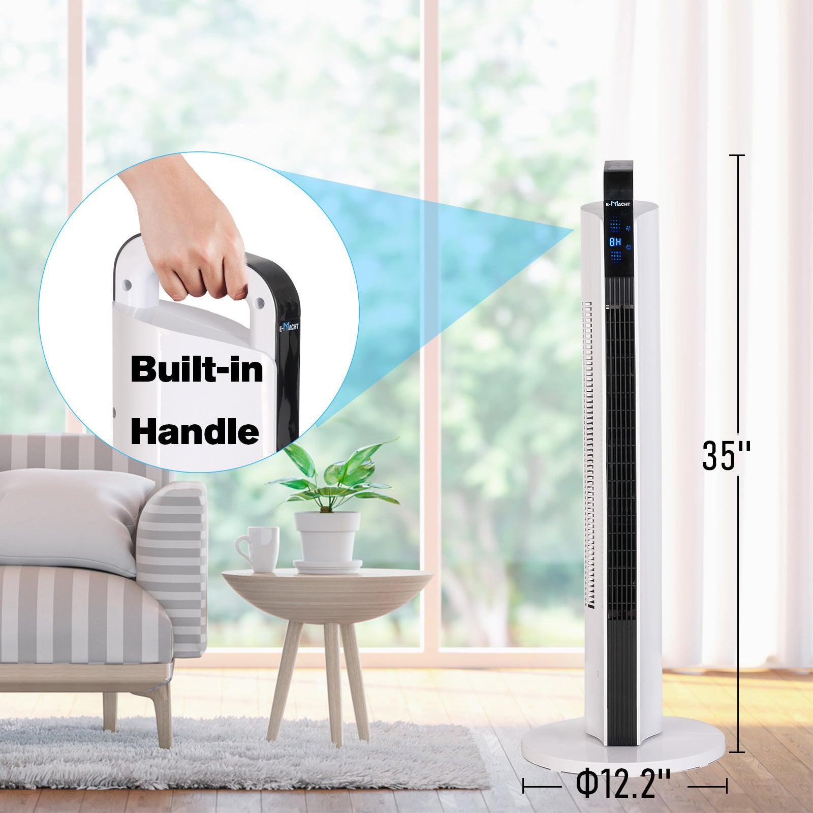 35" Standing Fan with Remote, Bladeless Fan with LED Display & 8H Timer for Home Bedroom Office - Luckyermore