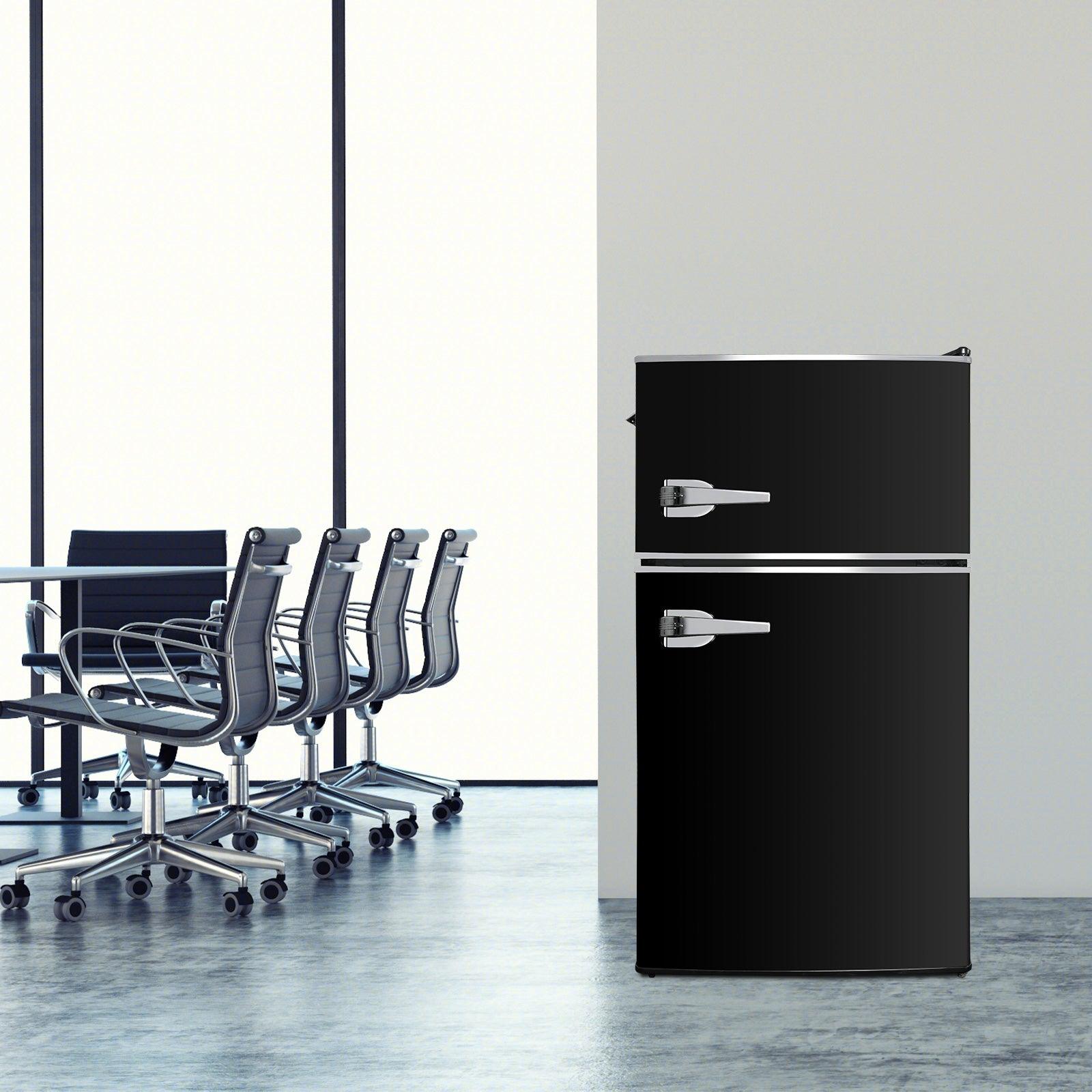 3.2 Cu.Ft. 2-Door Fridge with Freezer Compact Refrigerator with Glass Shelves - Luckyermore